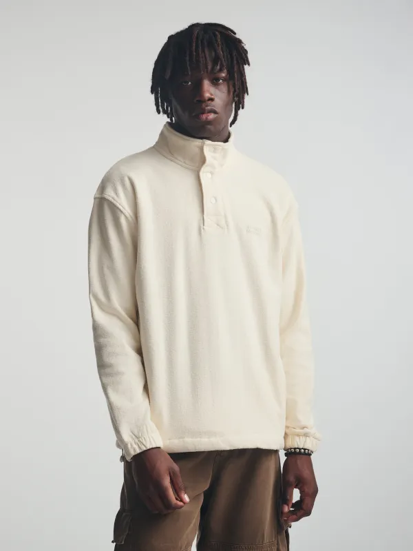 Men's Brooklyn Half Buttoned Sweatshirt in Turtledove sold by Brooklyn Industries