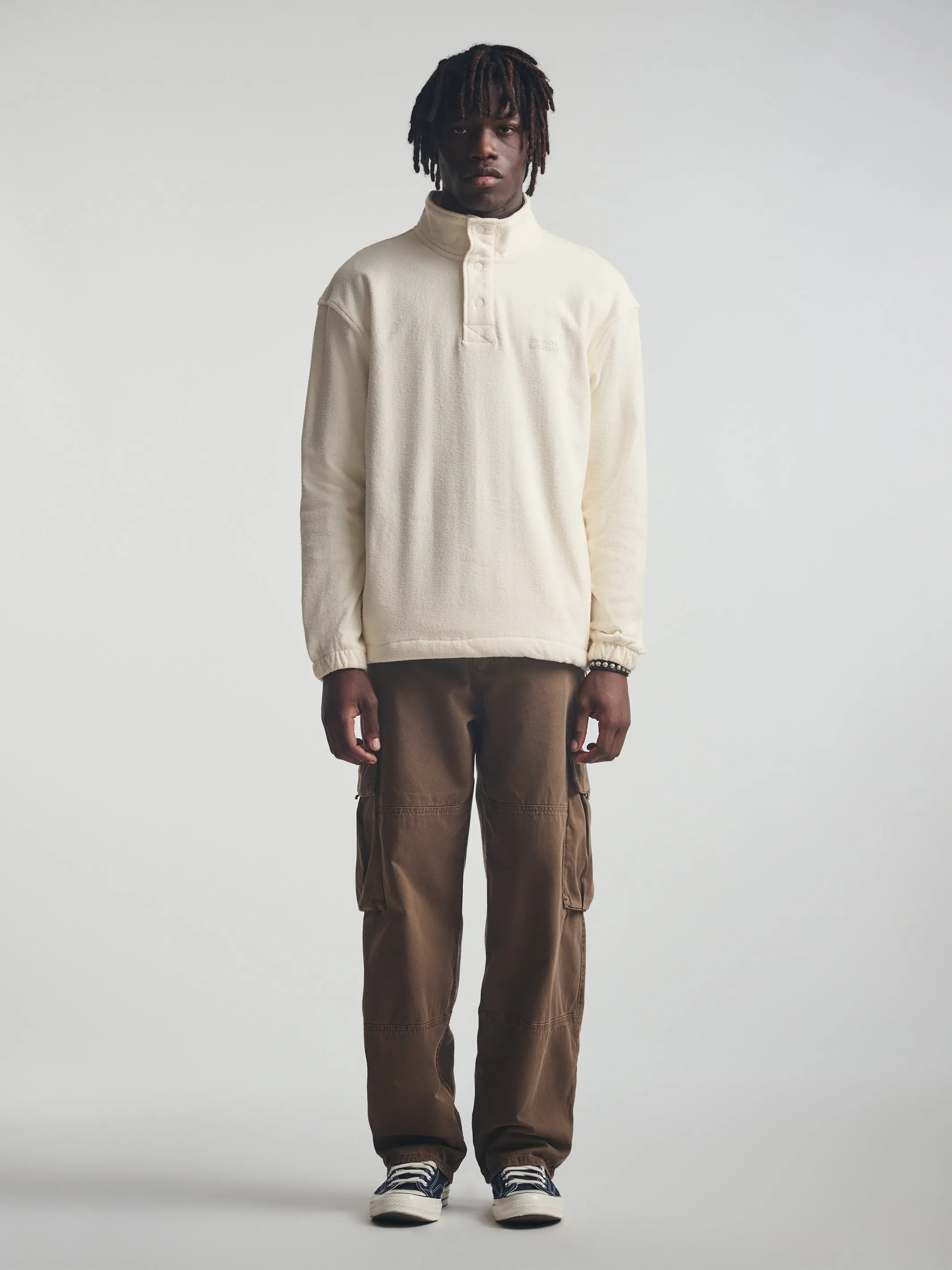 Men's Brooklyn Half Buttoned Sweatshirt in Turtledove sold by Brooklyn Industries product image thumbnail 3