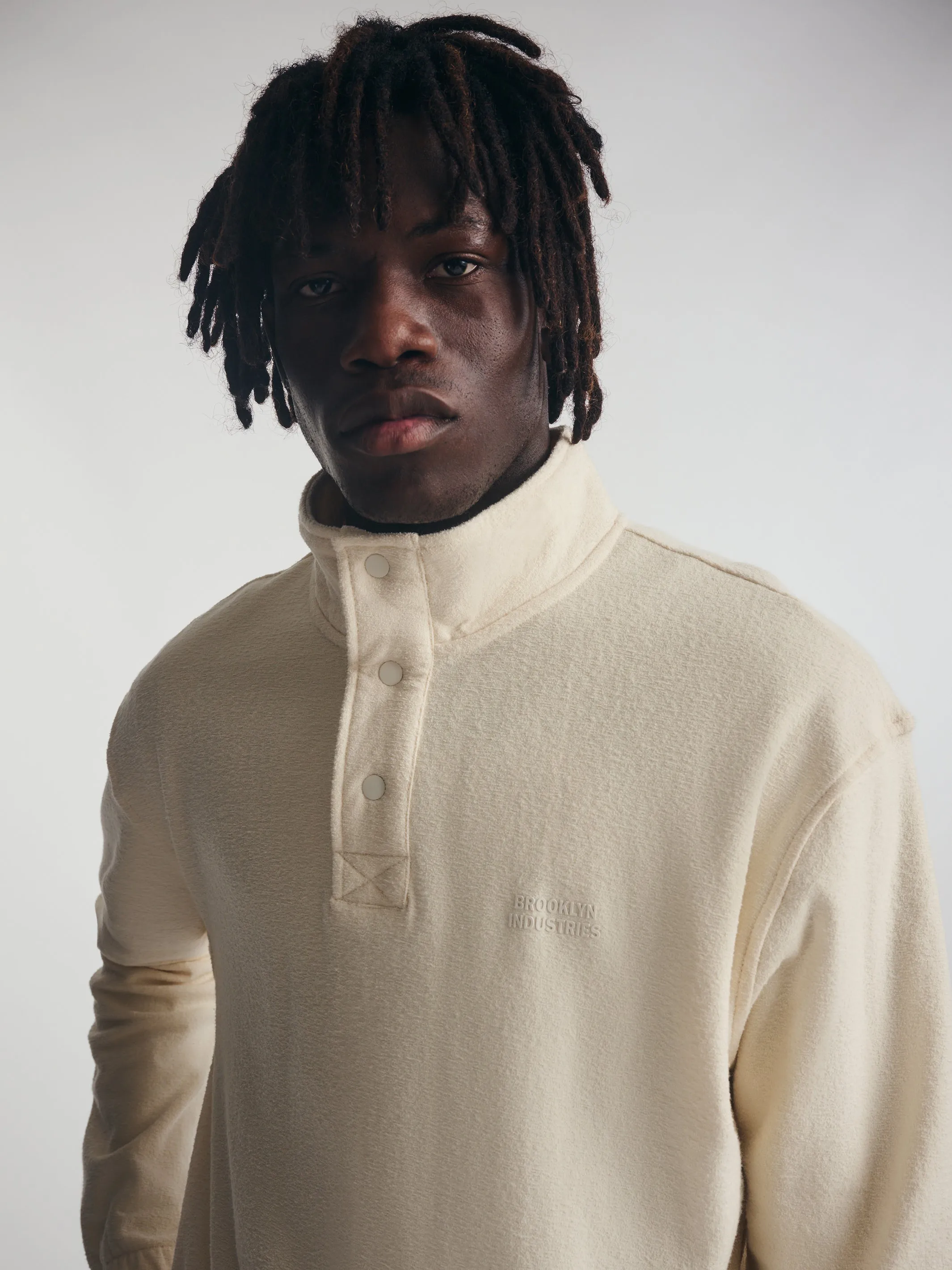 Men's Brooklyn Half Buttoned Sweatshirt in Turtledove sold by Brooklyn Industries product image thumbnail 5