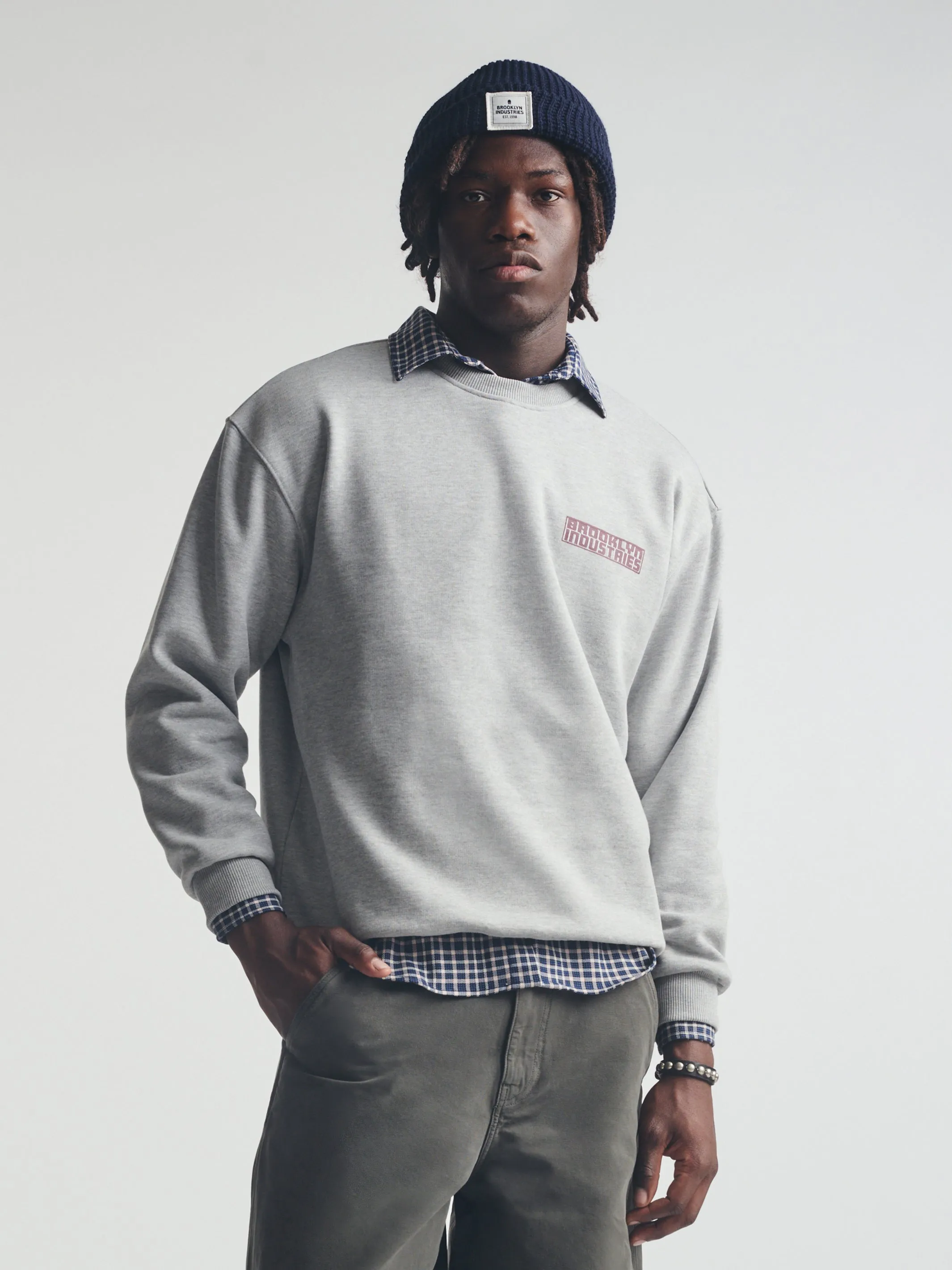 Men's 1998 Sweatshirt in Mid Grey Melange sold by Brooklyn Industries