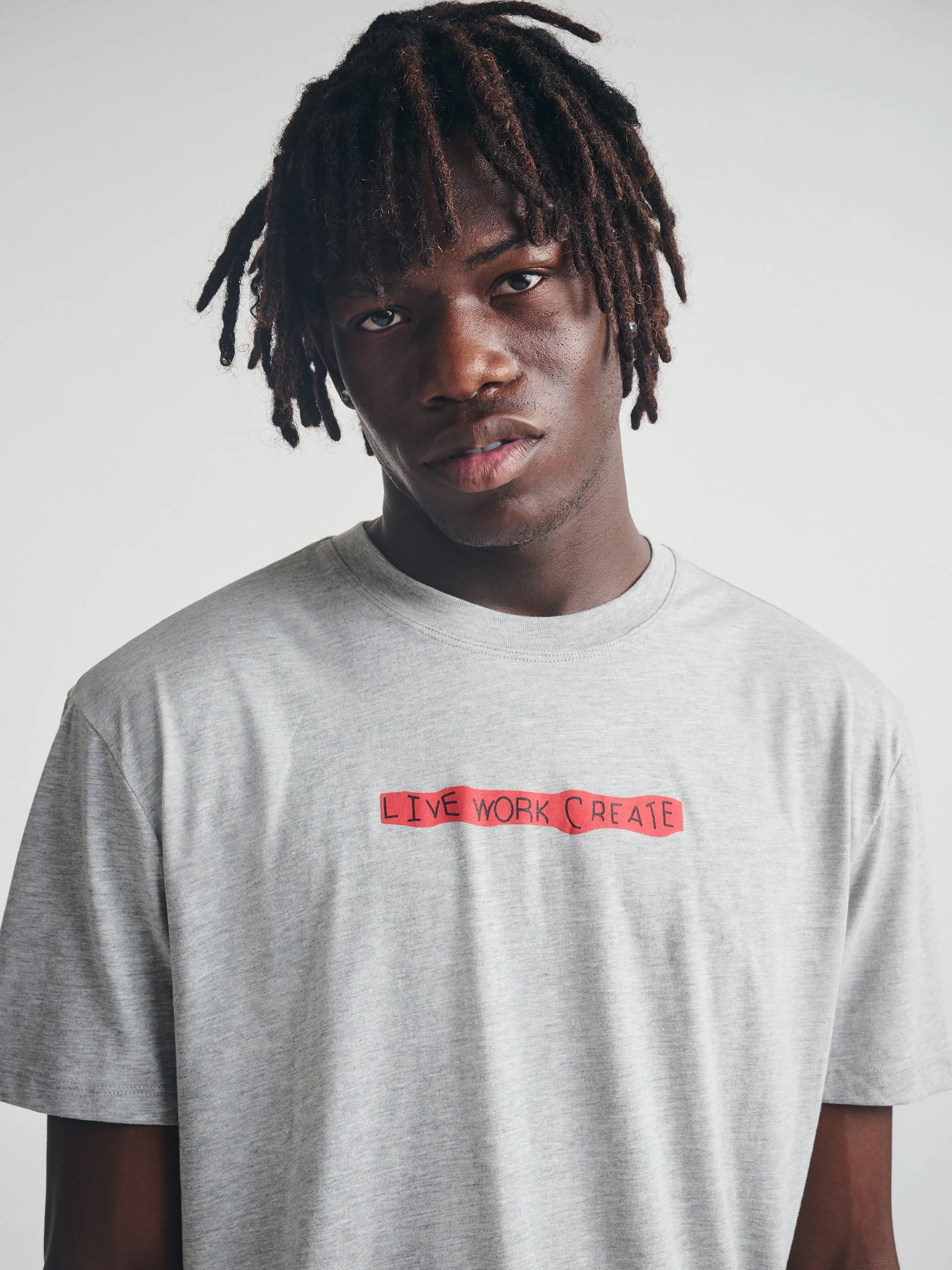 Men's Live Work Create T-Shirt in Mid Grey Melange sold by Brooklyn Industries