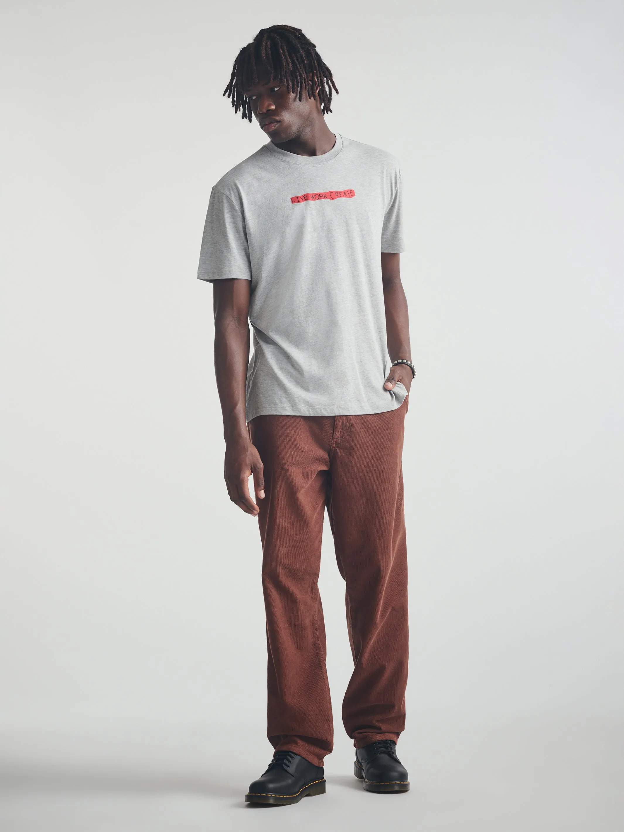 Men's Live Work Create T-Shirt in Mid Grey Melange sold by Brooklyn Industries product image thumbnail 2