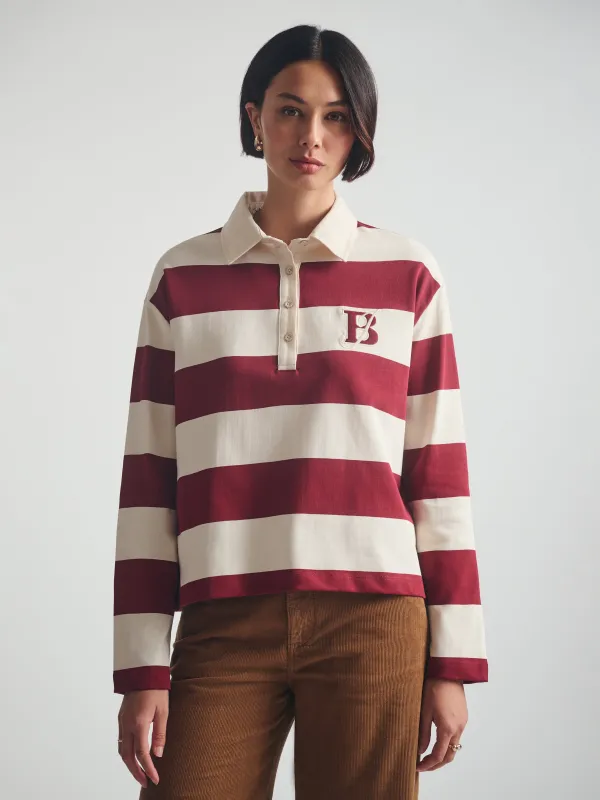 Women's Brooklyn Long Sleeve Striped Rugby T-Shirt in Biking Red Striped sold by Brooklyn Industries