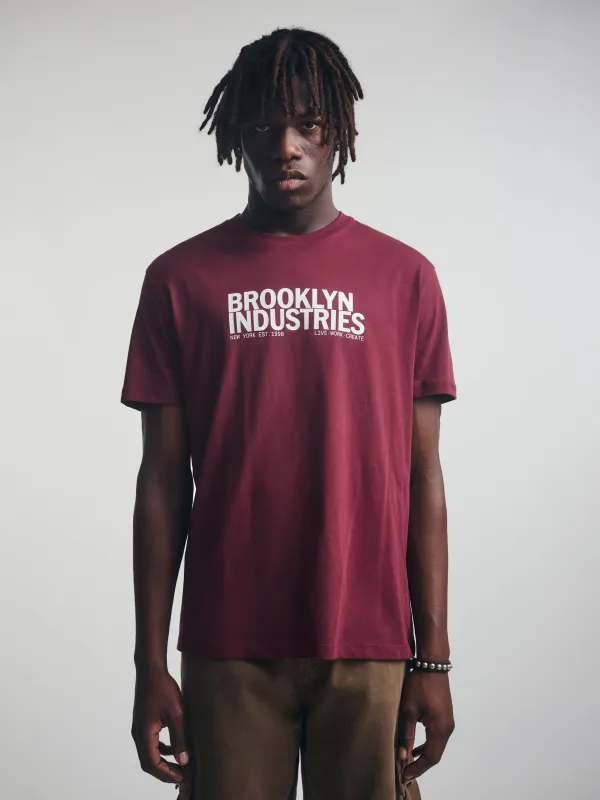 Men's Brooklyn Live Work Create T-Shirt in Windsor Wine sold by Brooklyn Industries
