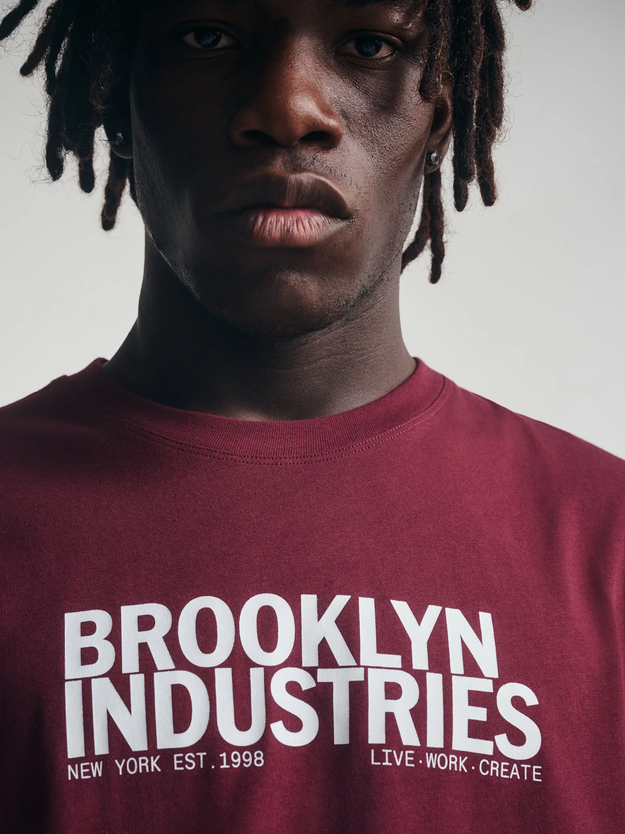 Men's Brooklyn Live Work Create T-Shirt in Windsor Wine sold by Brooklyn Industries product image thumbnail 4