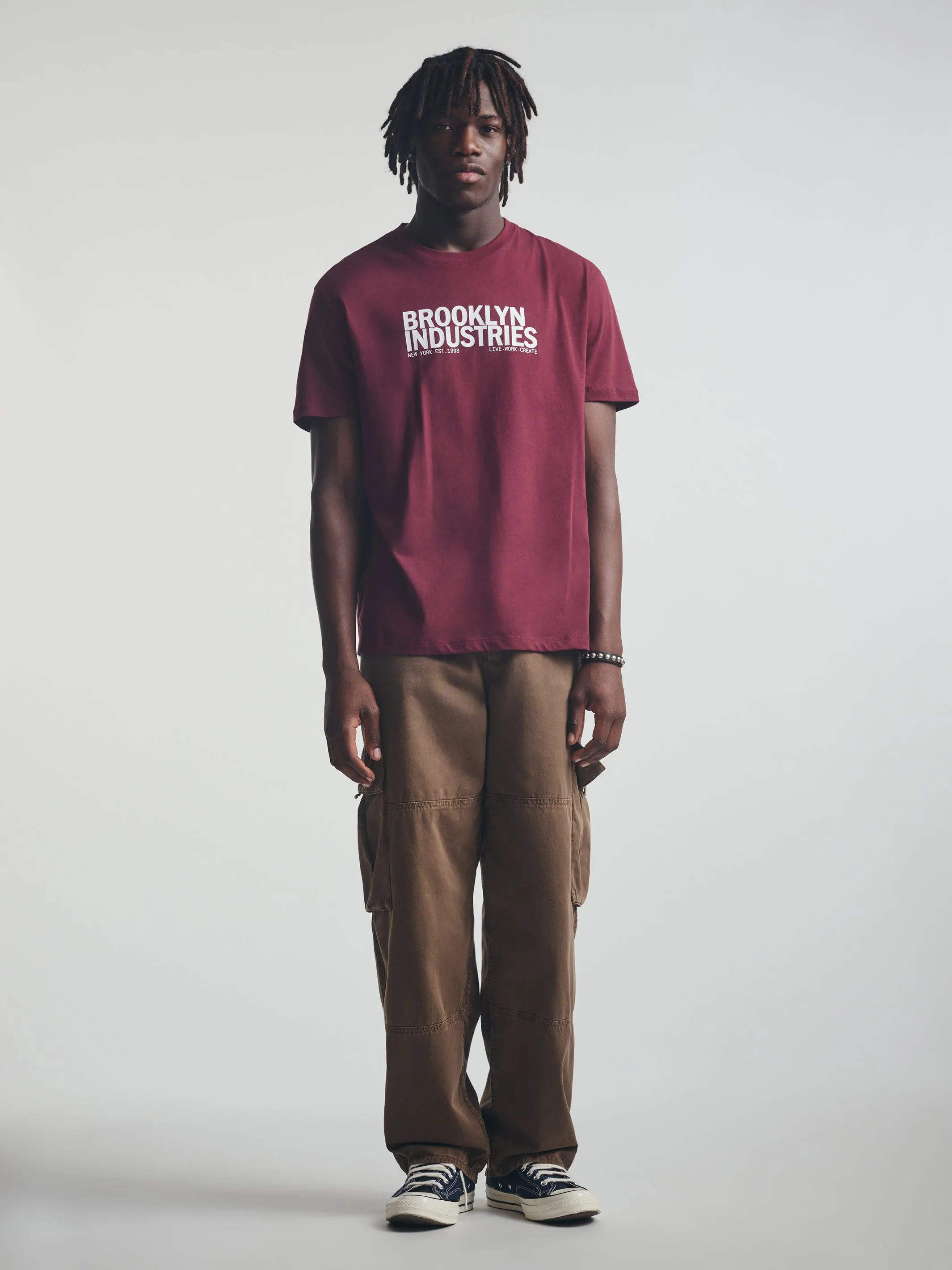 Men's Brooklyn Live Work Create T-Shirt in Windsor Wine sold by Brooklyn Industries product image thumbnail 2