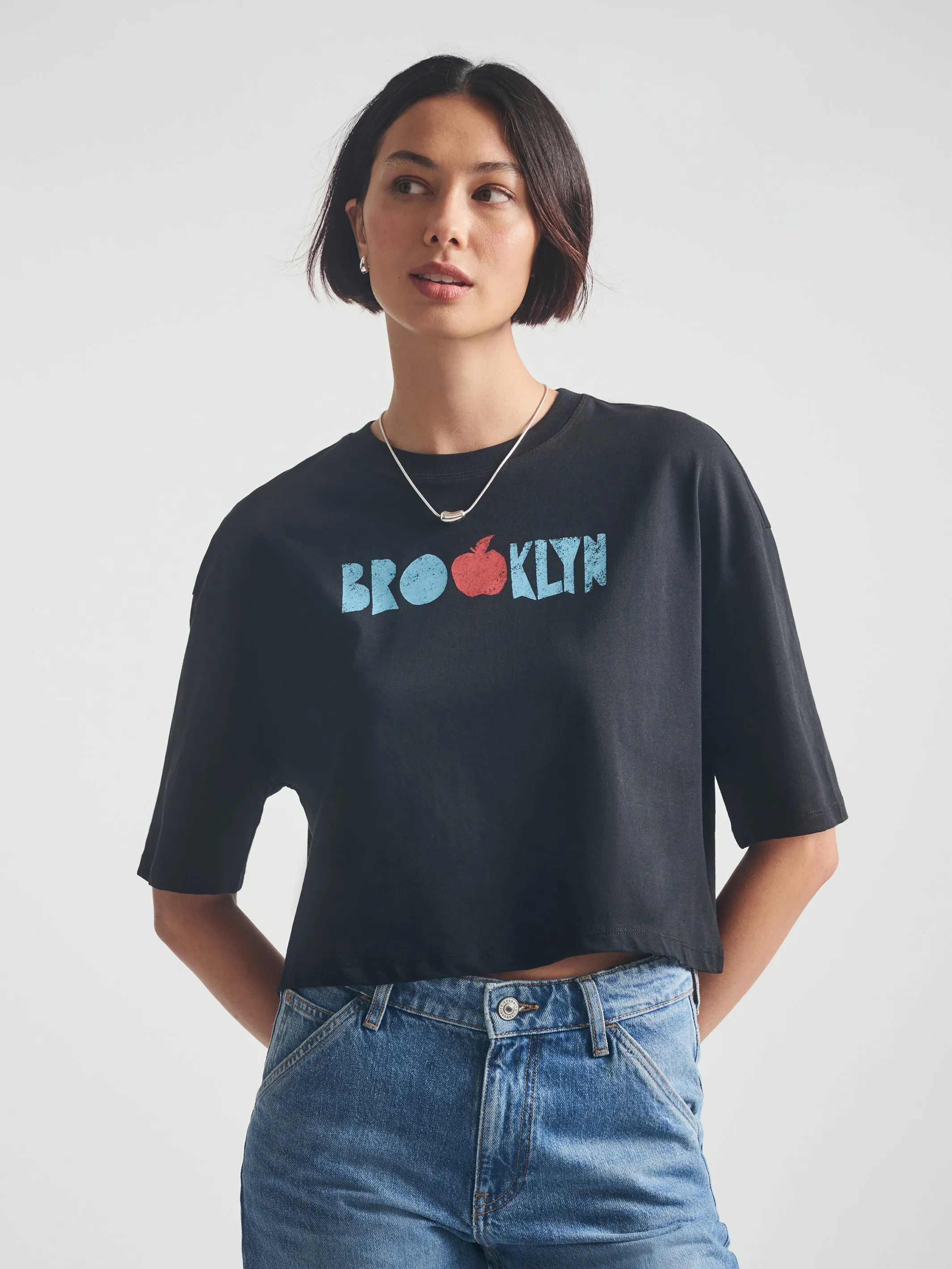 Women's Brooklyn Graphic Cropped T-Shirt in Black sold by Brooklyn Industries