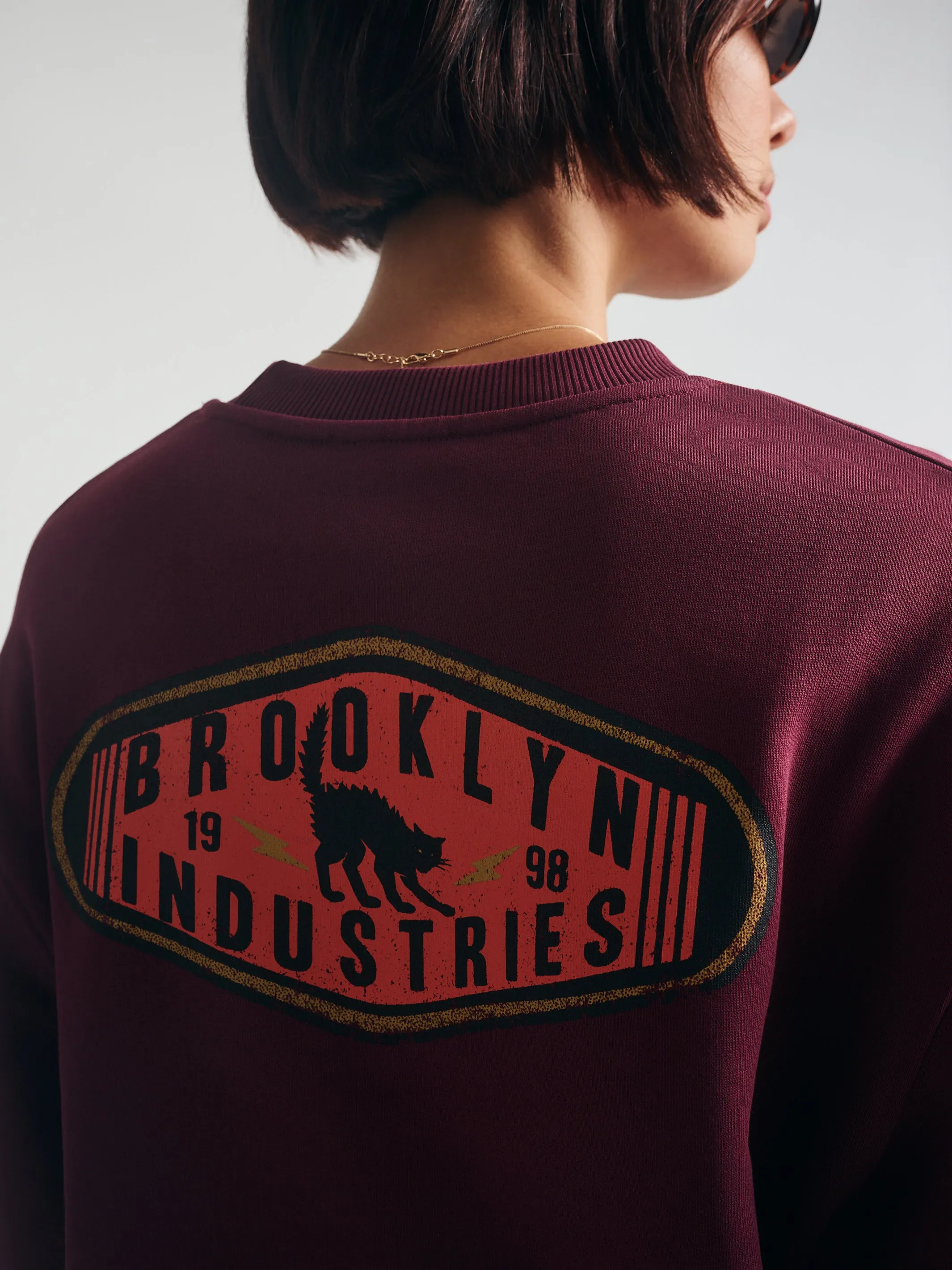 Women's Brooklyn Cat Sweatshirt in Windsor Wine sold by Brooklyn Industries product image thumbnail 4