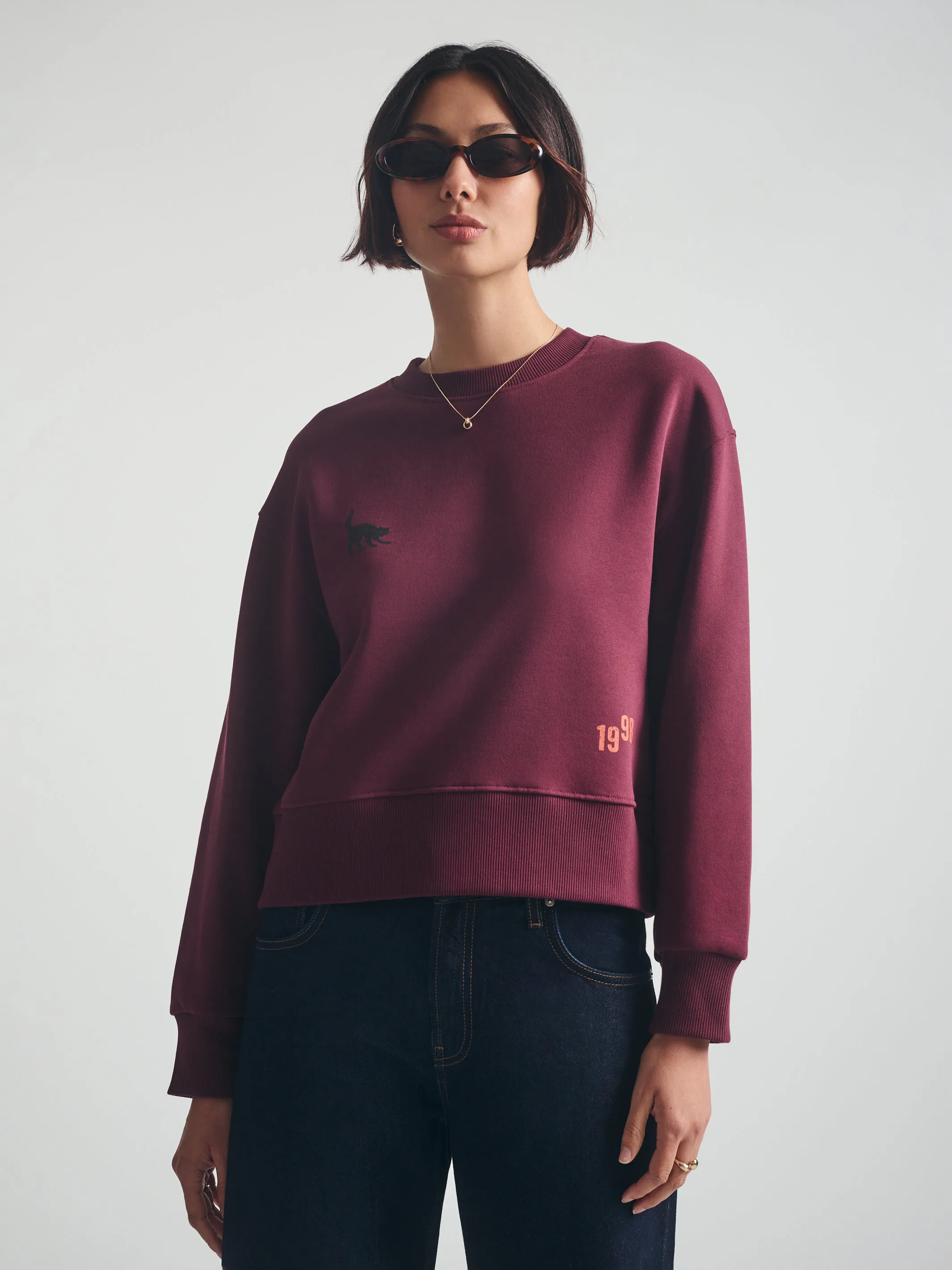 Women's Brooklyn Cat Sweatshirt in Windsor Wine sold by Brooklyn Industries