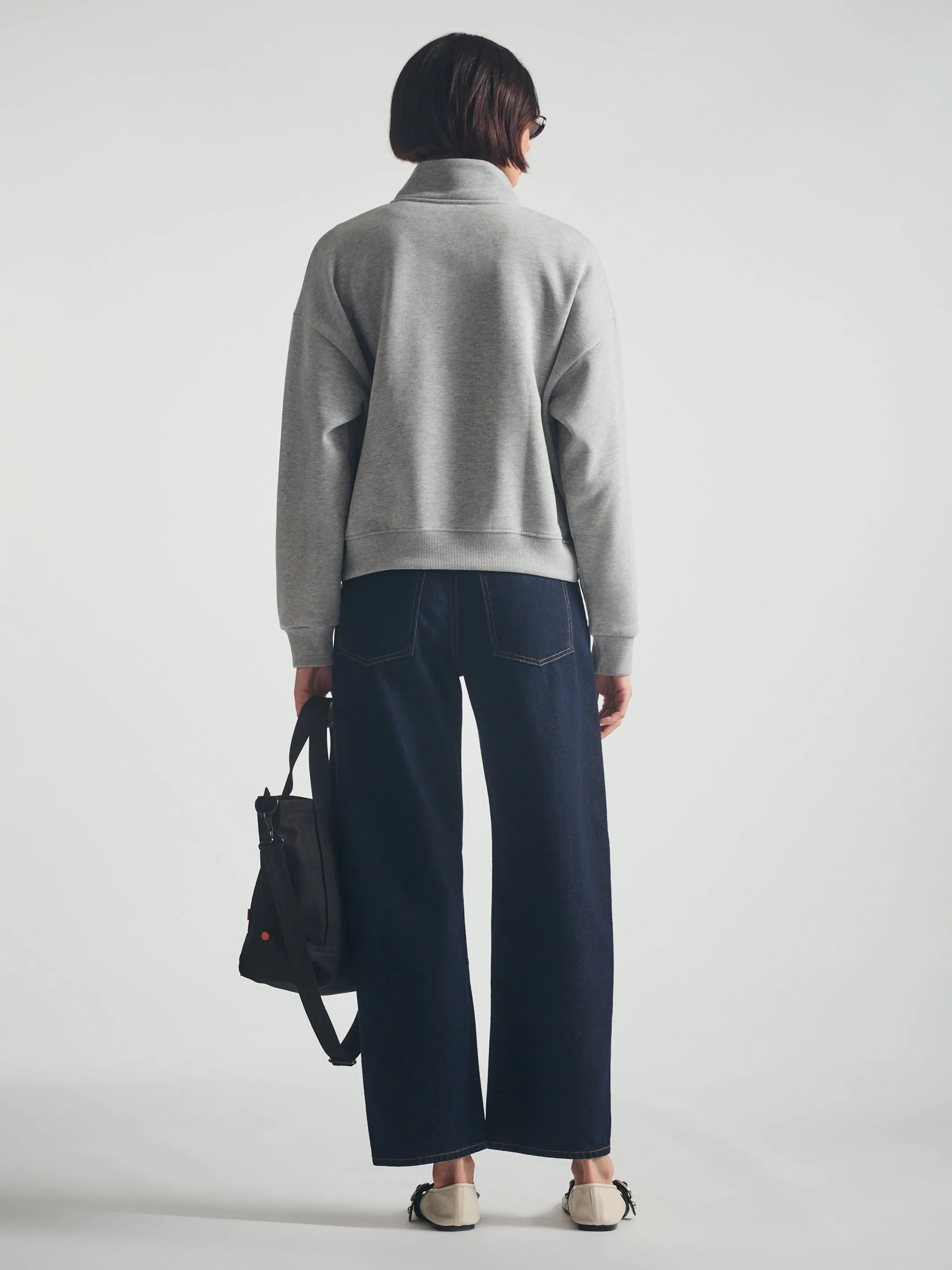 Women's Brooklyn Half Zip Sweatshirt in Mid Grey Melange sold by Brooklyn Industries product image thumbnail 4