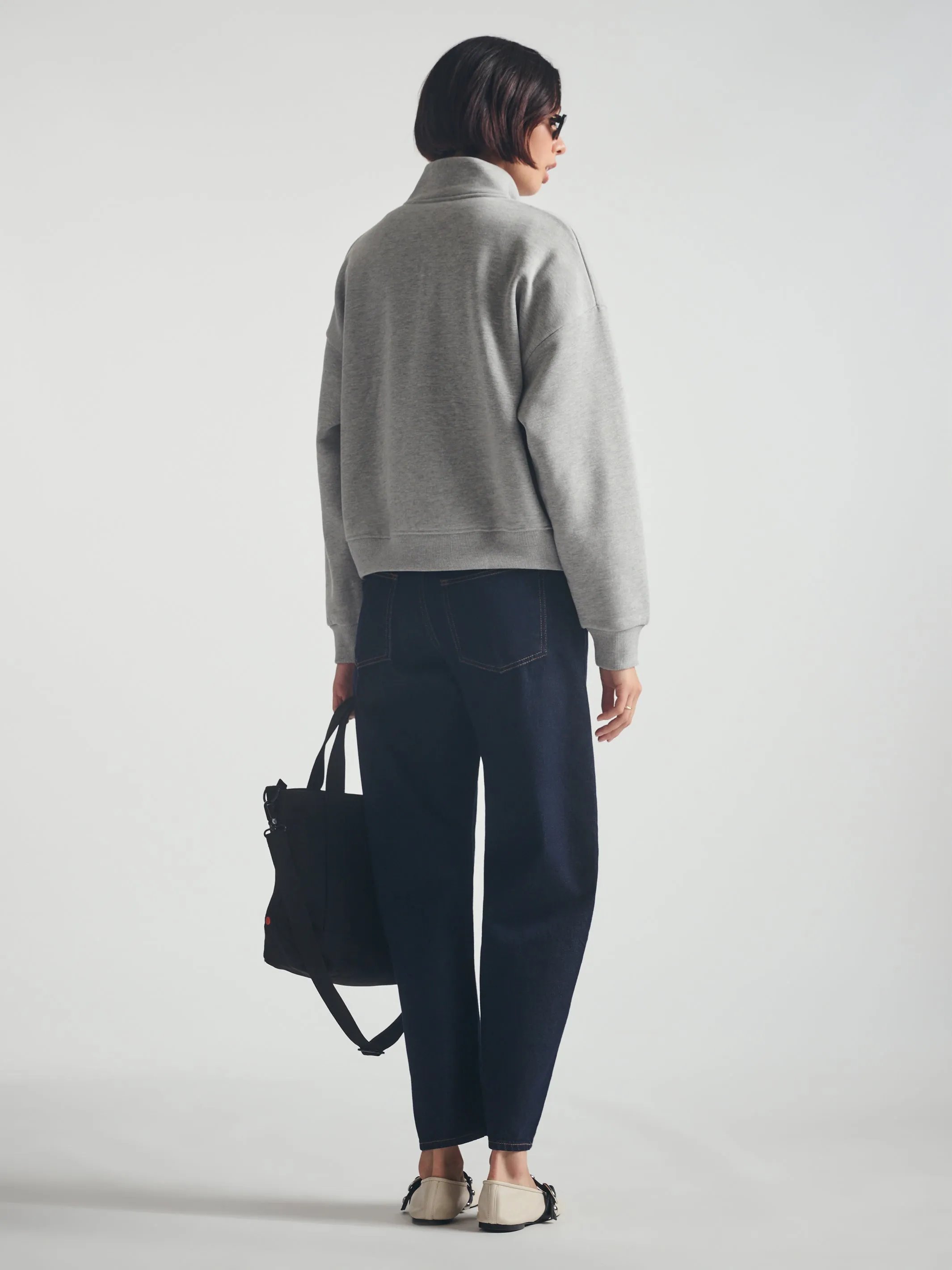 Women's Brooklyn Half Zip Sweatshirt in Mid Grey Melange sold by Brooklyn Industries product image thumbnail 3