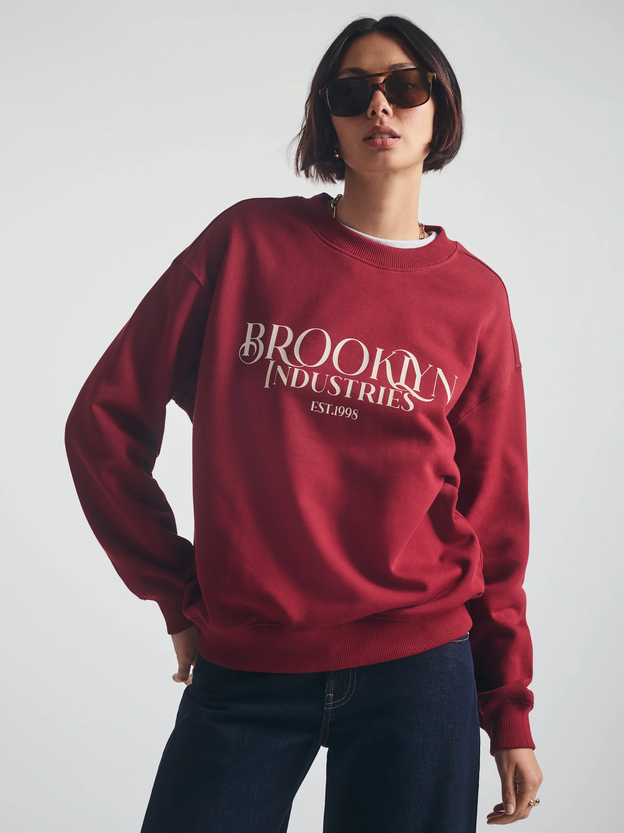 Women's Brooklyn 1998 Sweatshirt in Biking Red sold by Brooklyn Industries