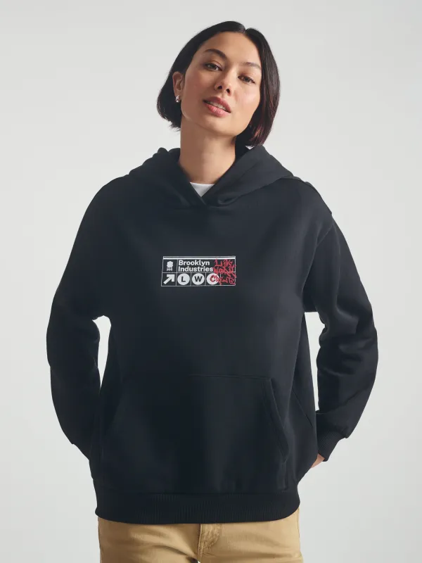 Women's Brooklyn Subway Hoodie in Black sold by Brooklyn Industries