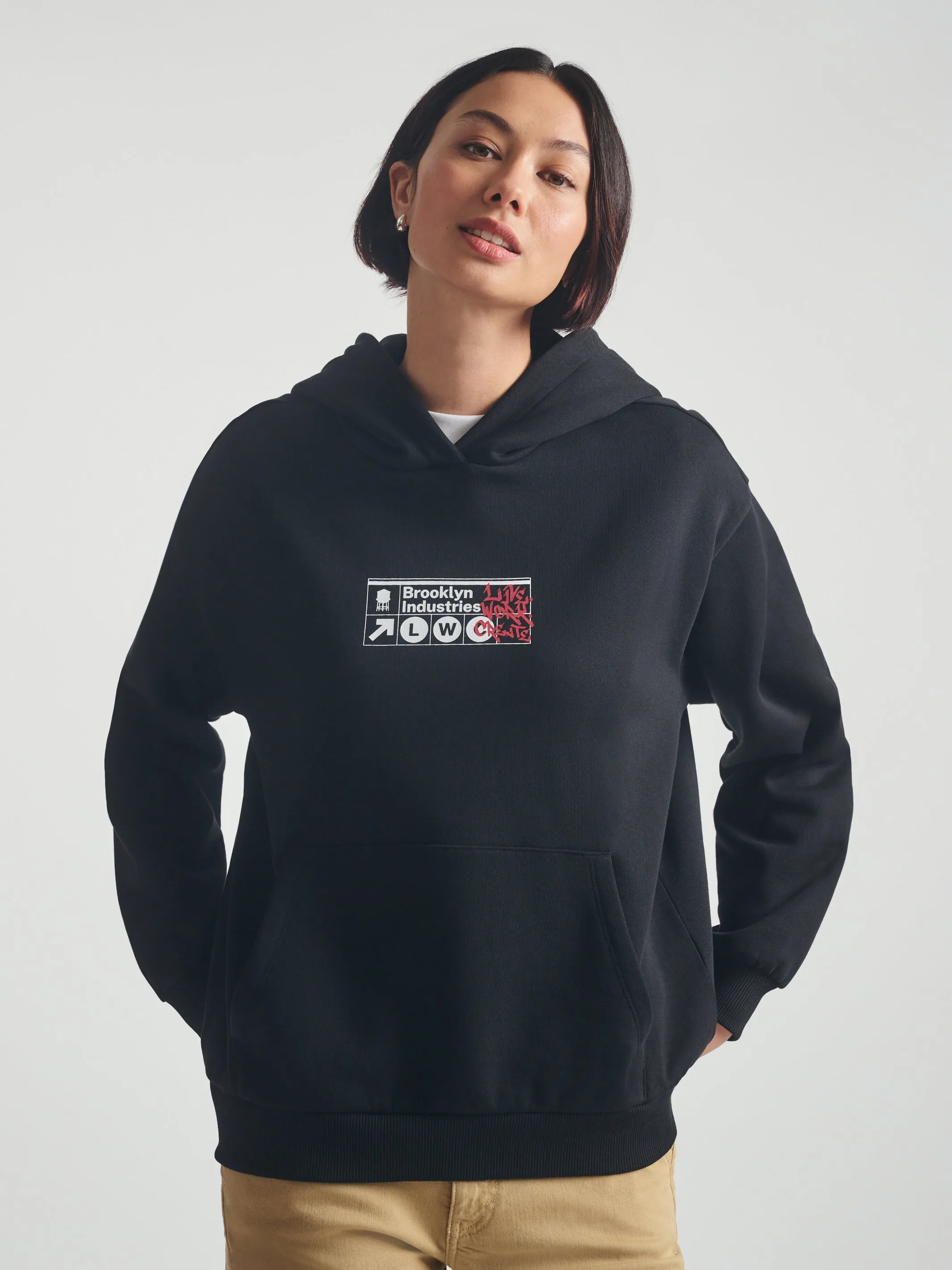 Women's Brooklyn Subway Hoodie in Black sold by Brooklyn Industries