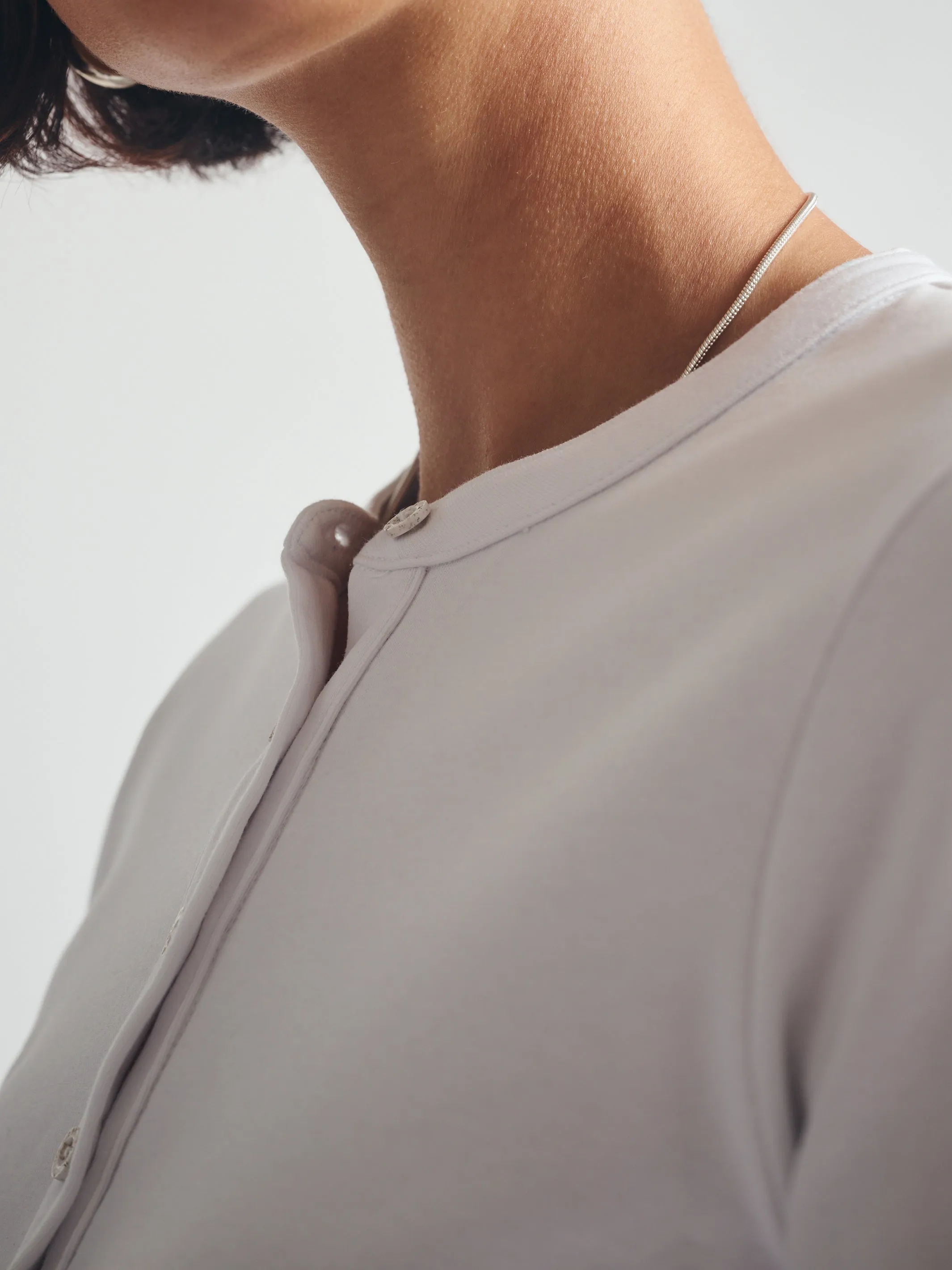 Women's Cropped Henley T-Shirt in White sold by Brooklyn Industries product image thumbnail 5