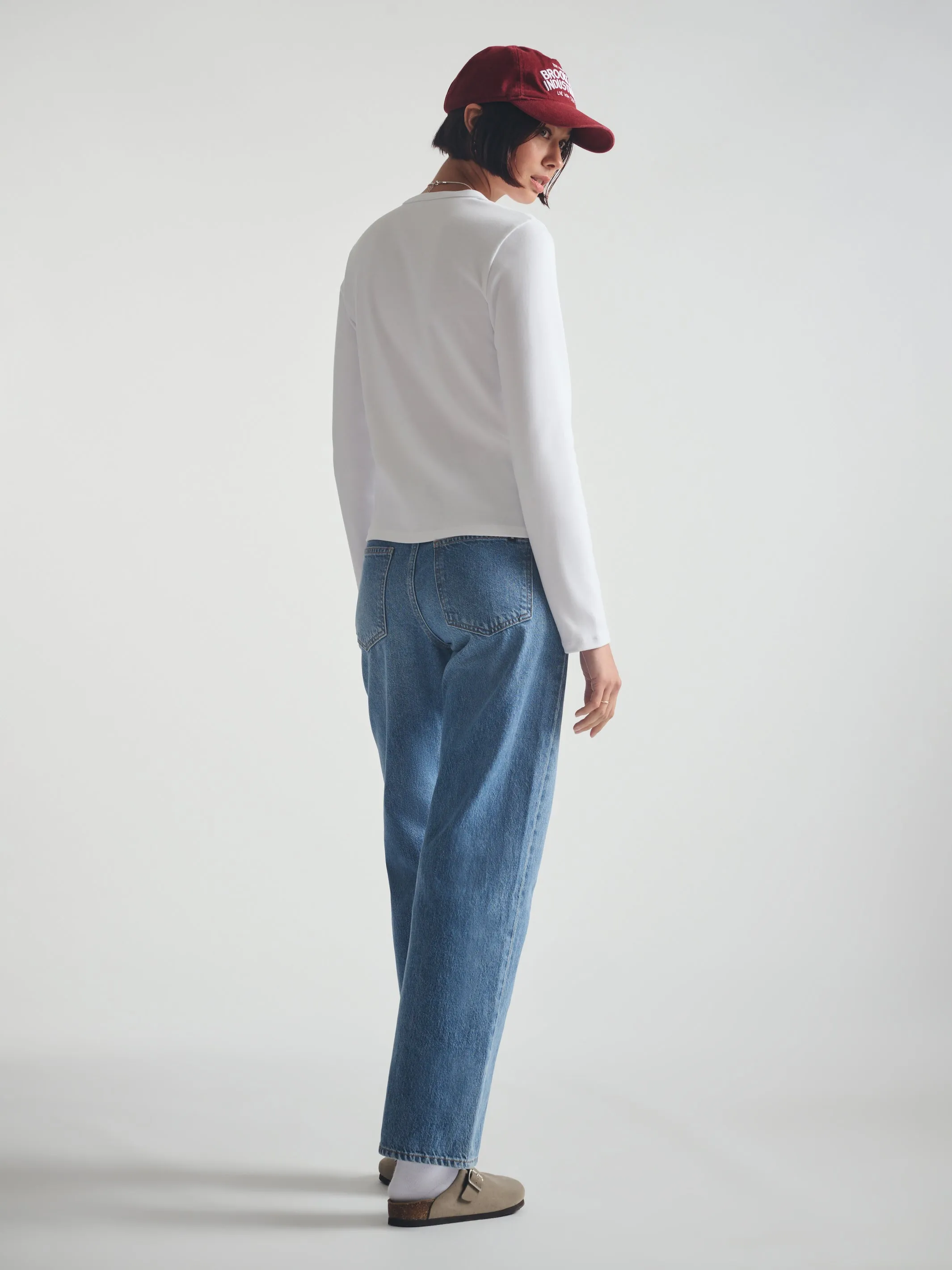 Women's Cropped Henley T-Shirt in White sold by Brooklyn Industries product image thumbnail 2