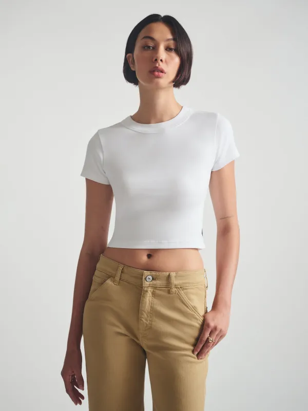 Women's Ribbed Cropped T-Shirt in White sold by Brooklyn Industries
