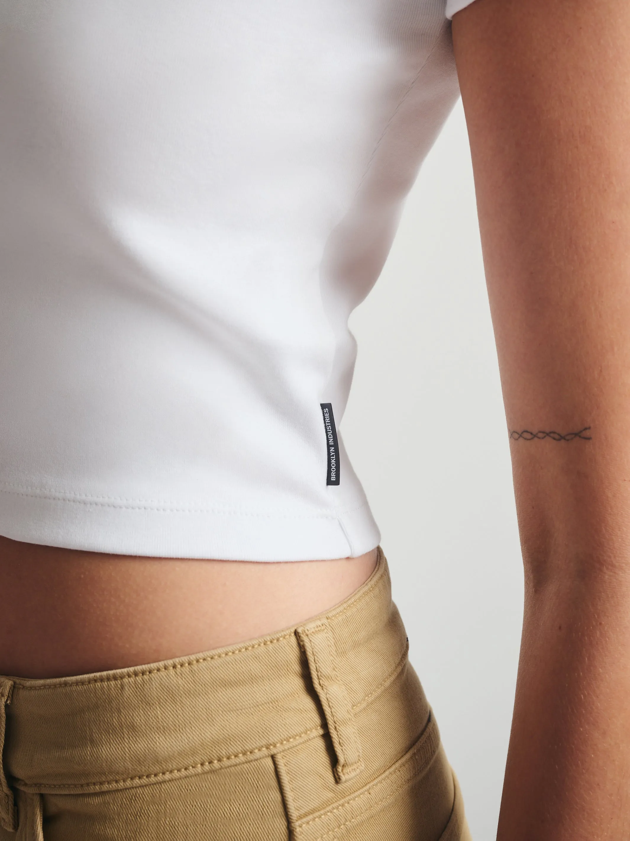 Women's Ribbed Cropped T-Shirt in White sold by Brooklyn Industries product image thumbnail 5