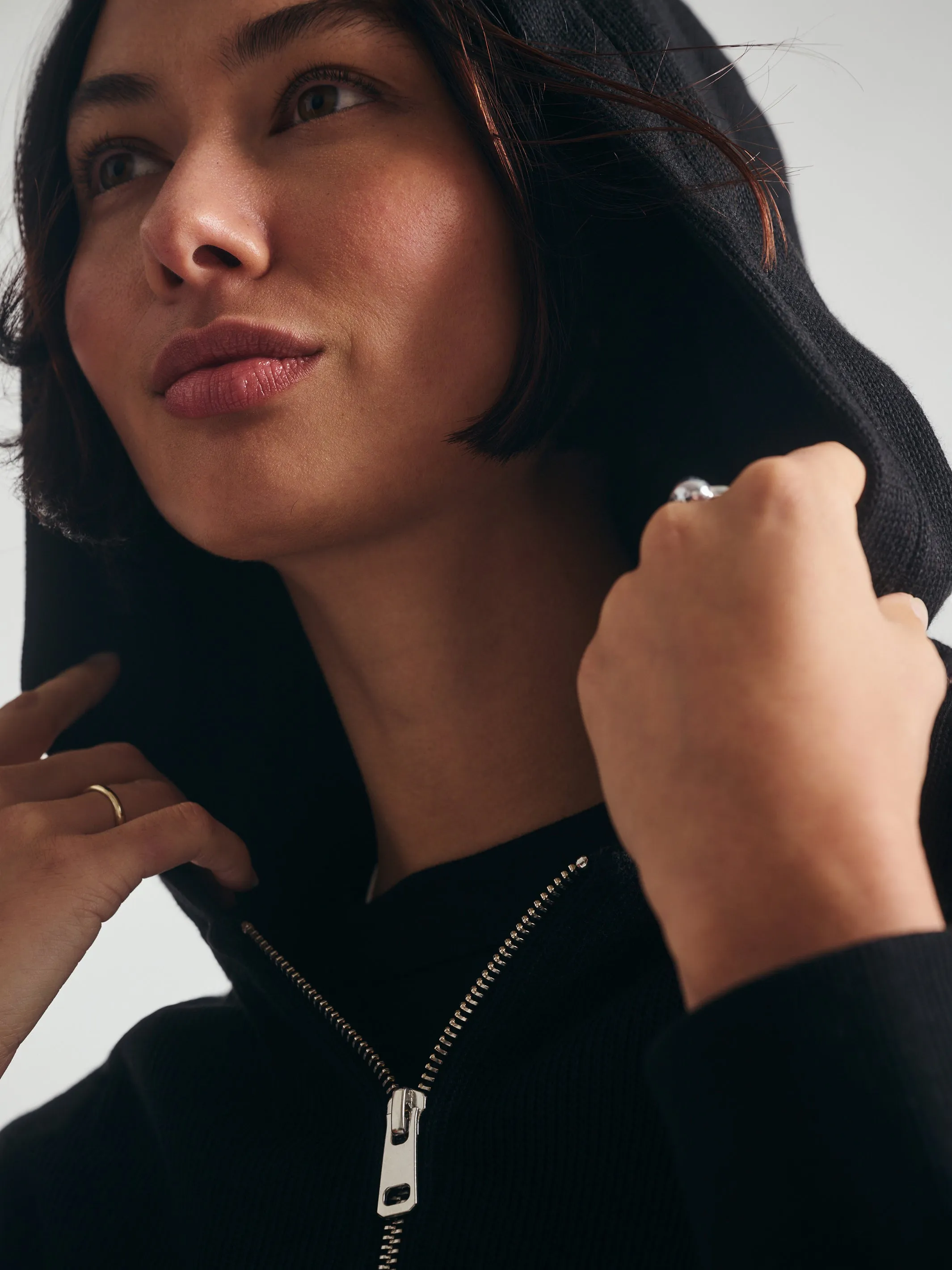 Women's Cropped Zip-Up Hoodie in Black sold by Brooklyn Industries product image thumbnail 5