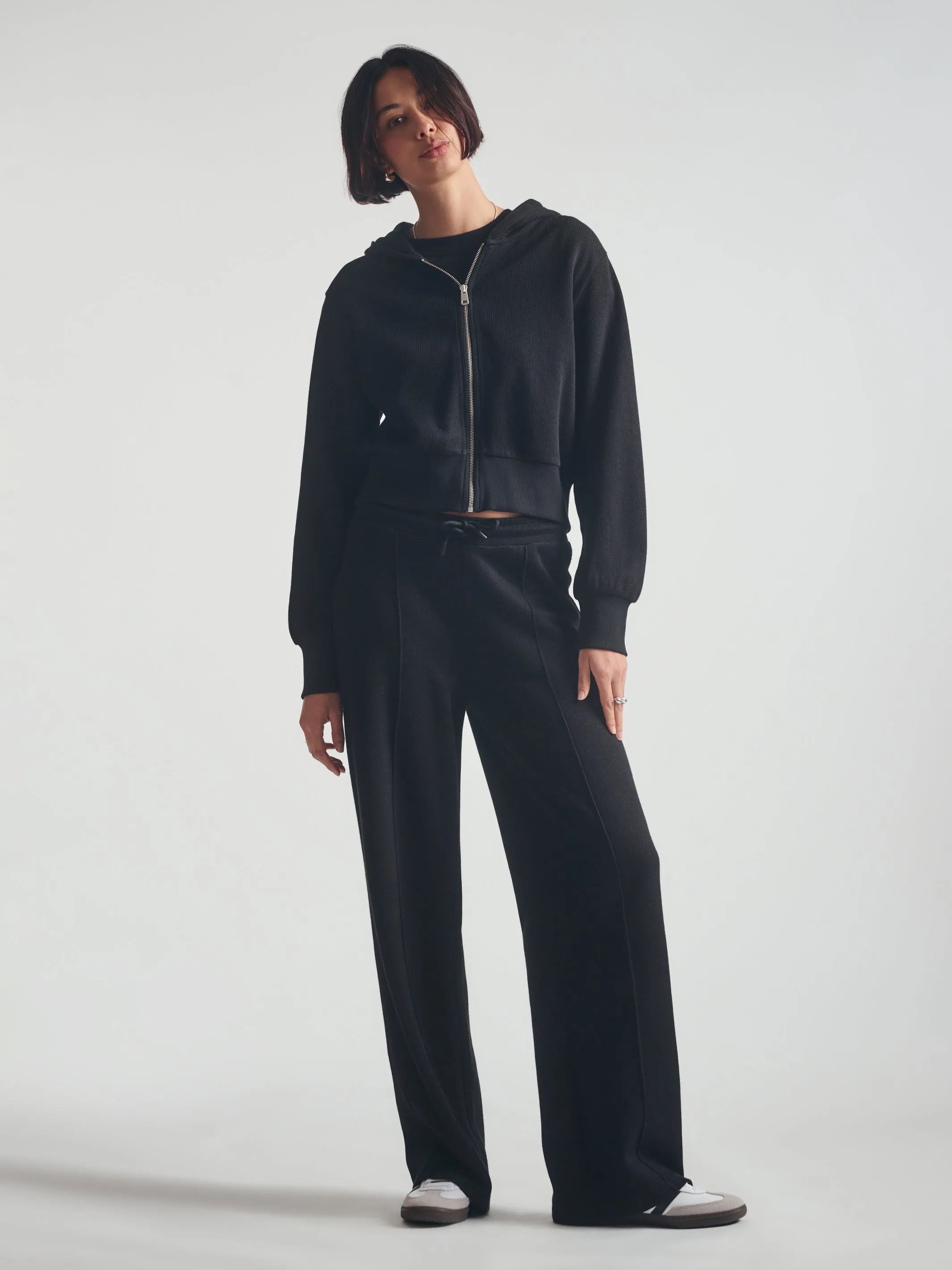 Women's Cropped Zip-Up Hoodie in Black sold by Brooklyn Industries product image thumbnail 2