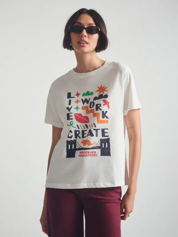 Women's Brooklyn Live Work Create T-Shirt in Antique White sold by Brooklyn Industries
