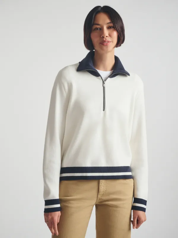 Women's Half Zip Sweater in Antique White sold by Brooklyn Industries