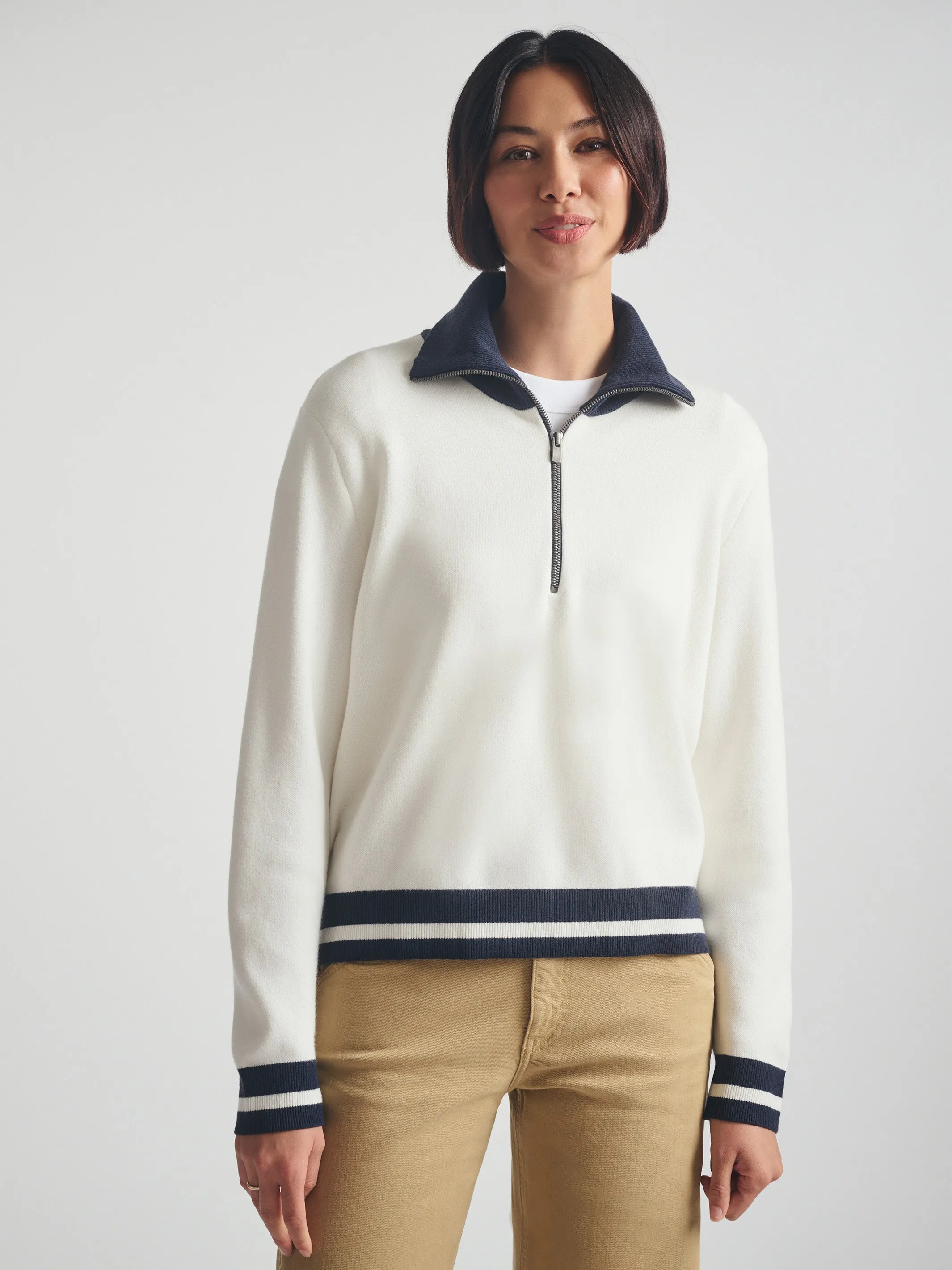 Women's Half Zip Sweater in Antique White sold by Brooklyn Industries
