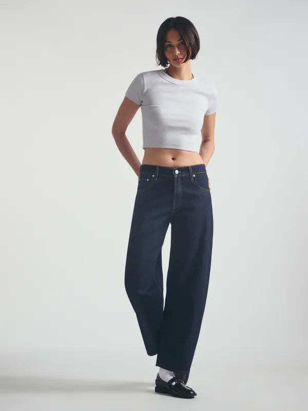 Women's Ribbed Cropped T-Shirt in Light Grey Melange sold by Brooklyn Industries