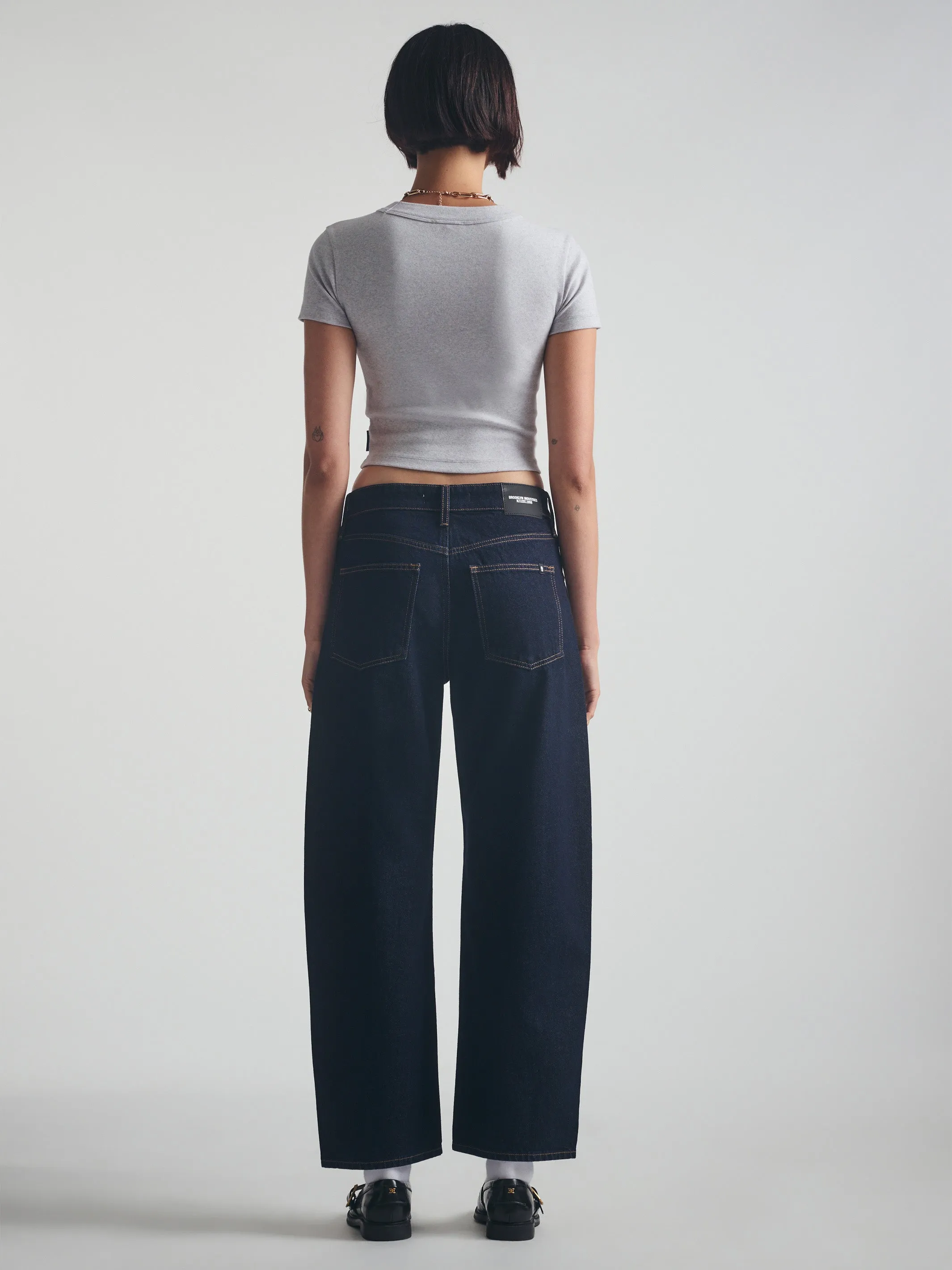 Women's Ribbed Cropped T-Shirt in Light Grey Melange sold by Brooklyn Industries product image thumbnail 3