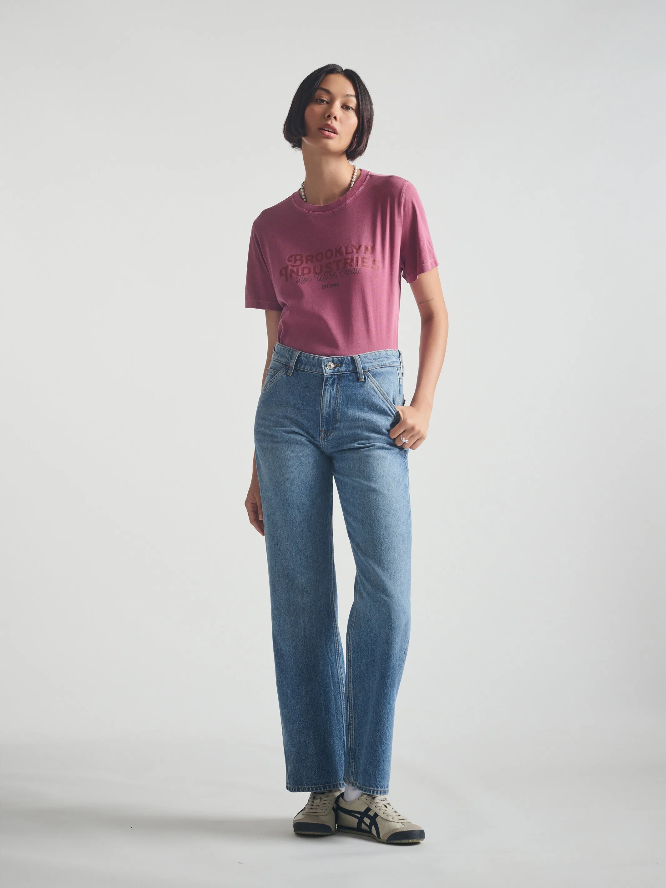 Women's Utility Jeans in Indigo Brushed Denim sold by Brooklyn Industries