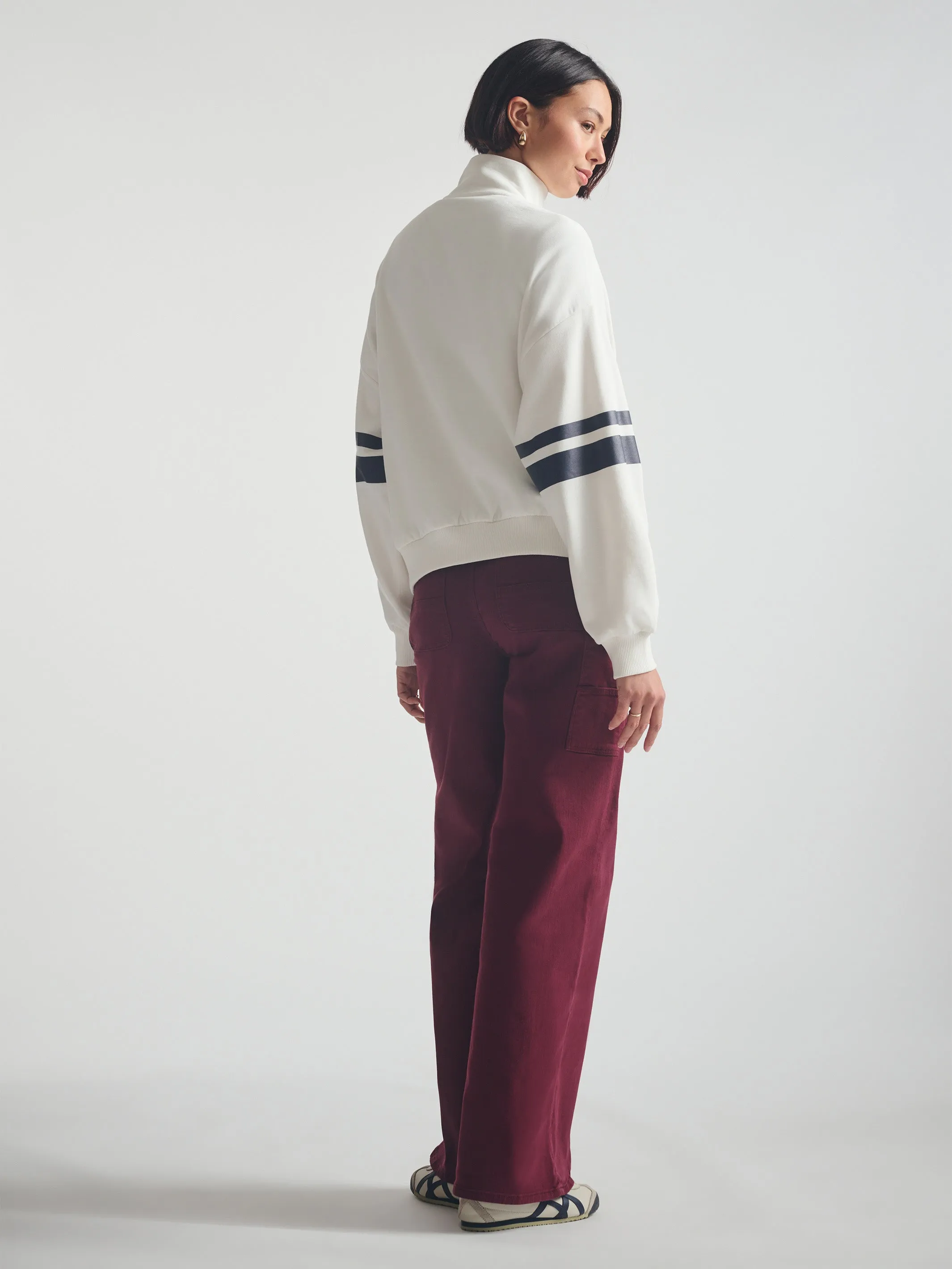 Women's Brooklyn Half Zip Varsity Sweatshirt in Antique White sold by Brooklyn Industries product image thumbnail 4