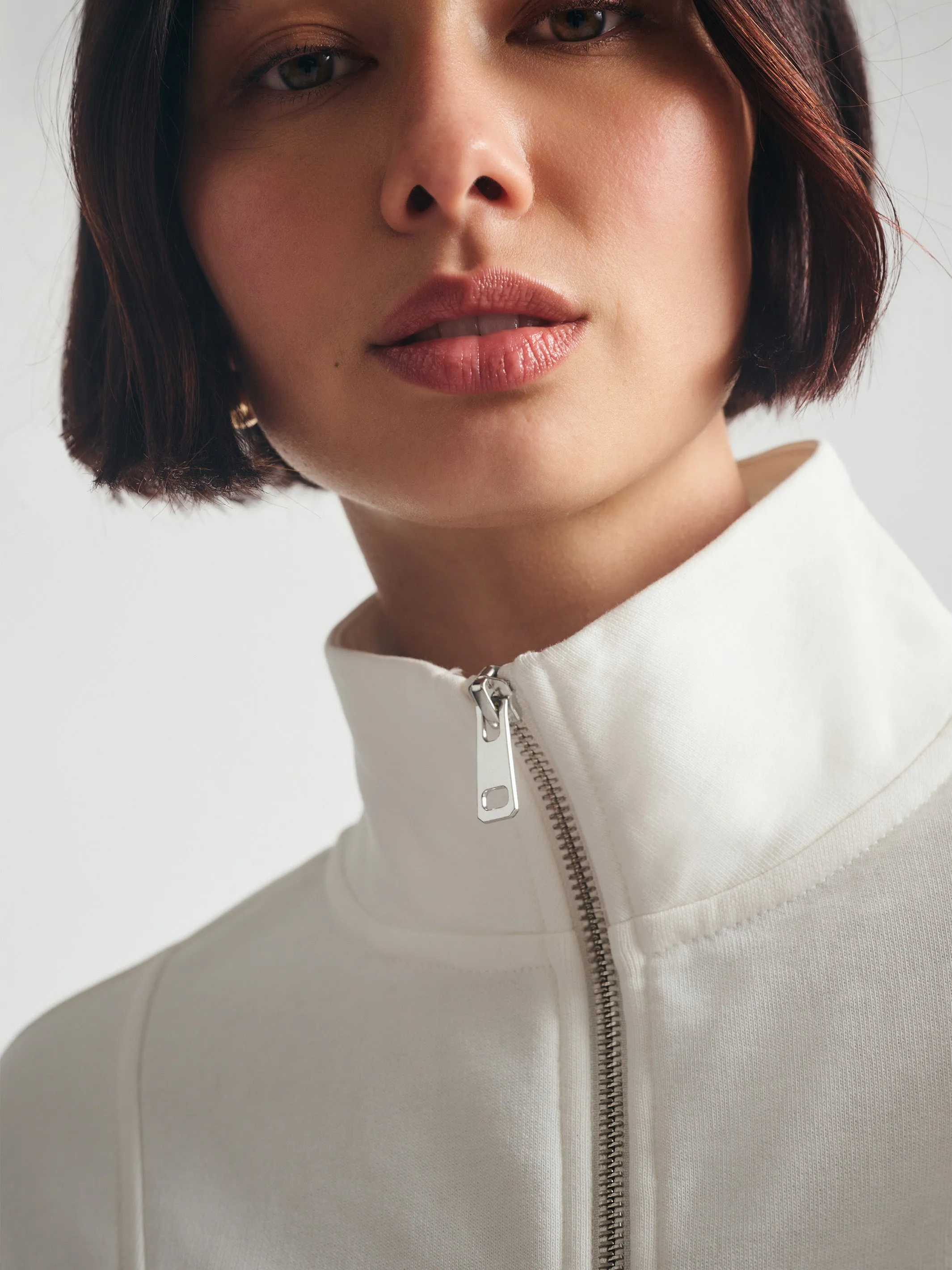 Women's Brooklyn Half Zip Varsity Sweatshirt in Antique White sold by Brooklyn Industries product image thumbnail 3