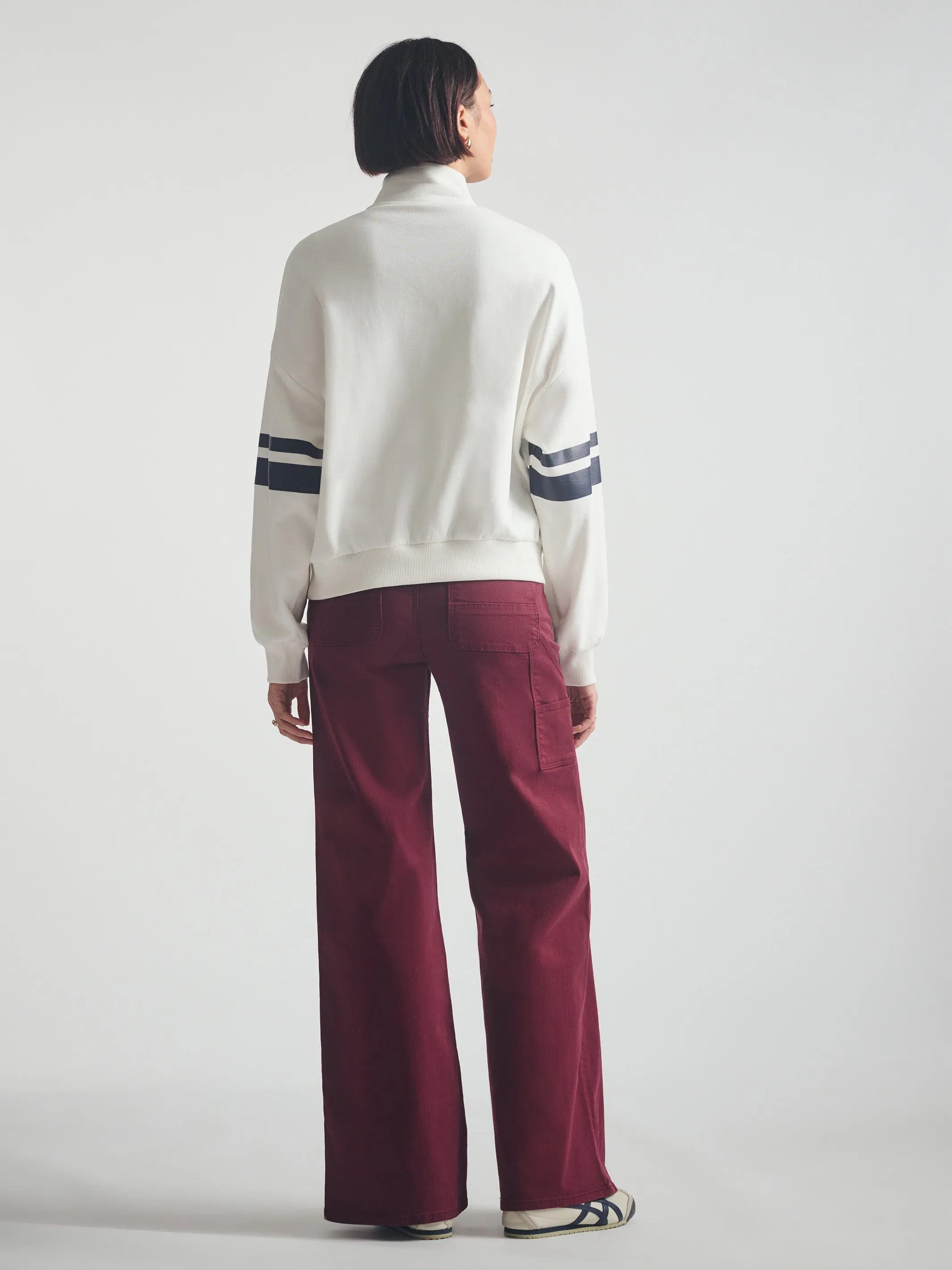 Women's Brooklyn Half Zip Varsity Sweatshirt in Antique White sold by Brooklyn Industries product image thumbnail 5