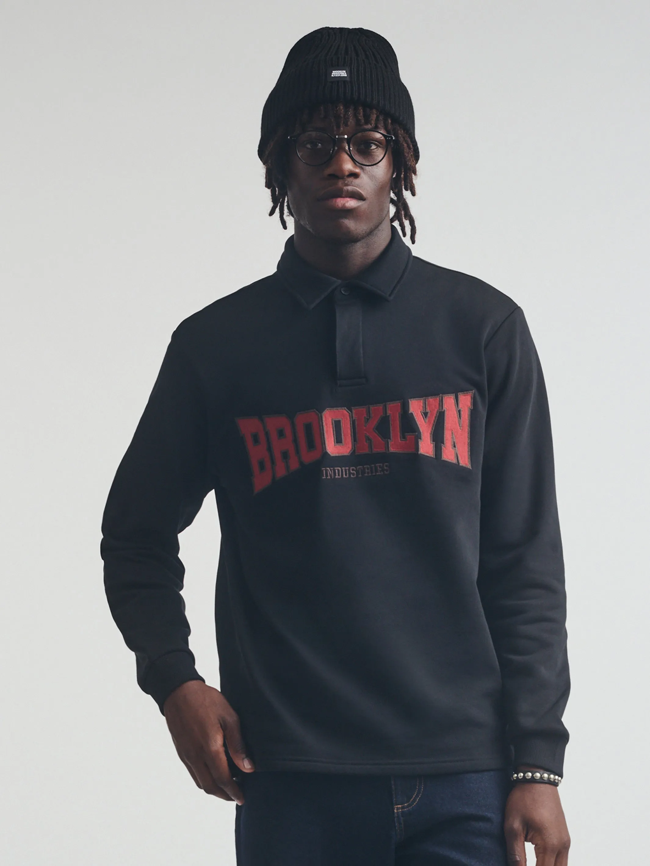 Men's Brooklyn Polo Sweatshirt in Black sold by Brooklyn Industries