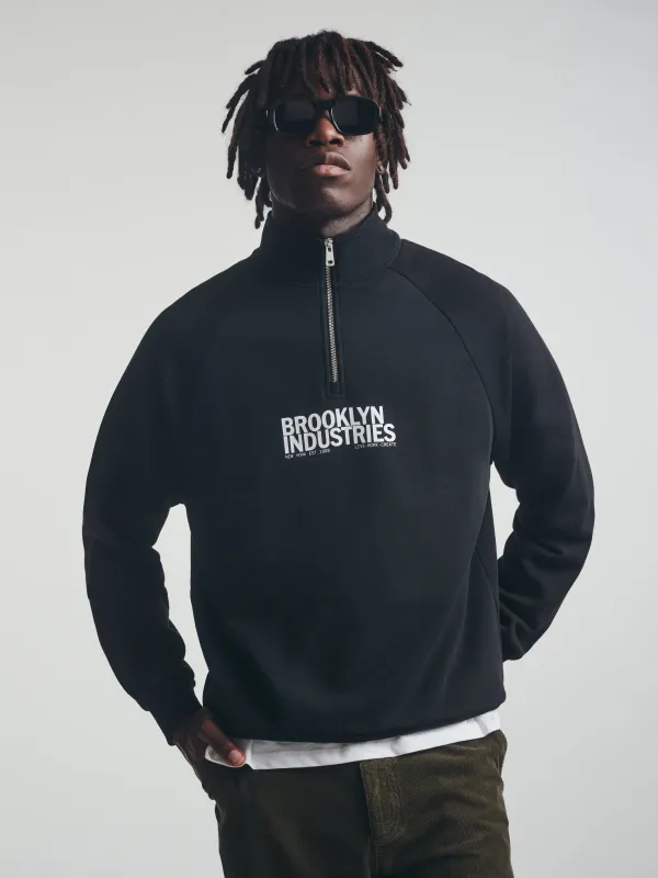 Men's Brooklyn Half Zip Sweatshirt In Black sold by Brooklyn Industries