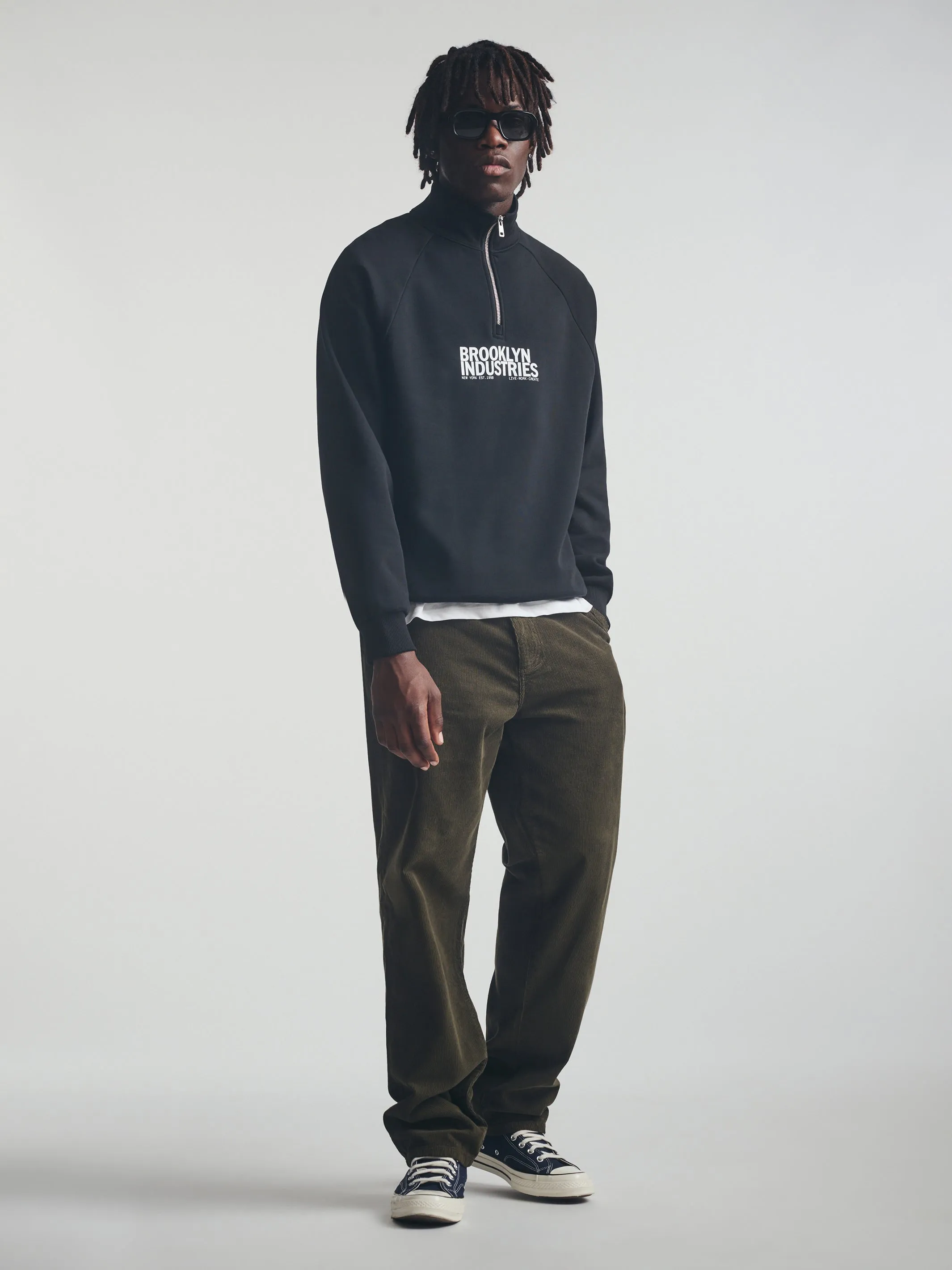 Men's Brooklyn Half Zip Sweatshirt In Black sold by Brooklyn Industries product image thumbnail 2