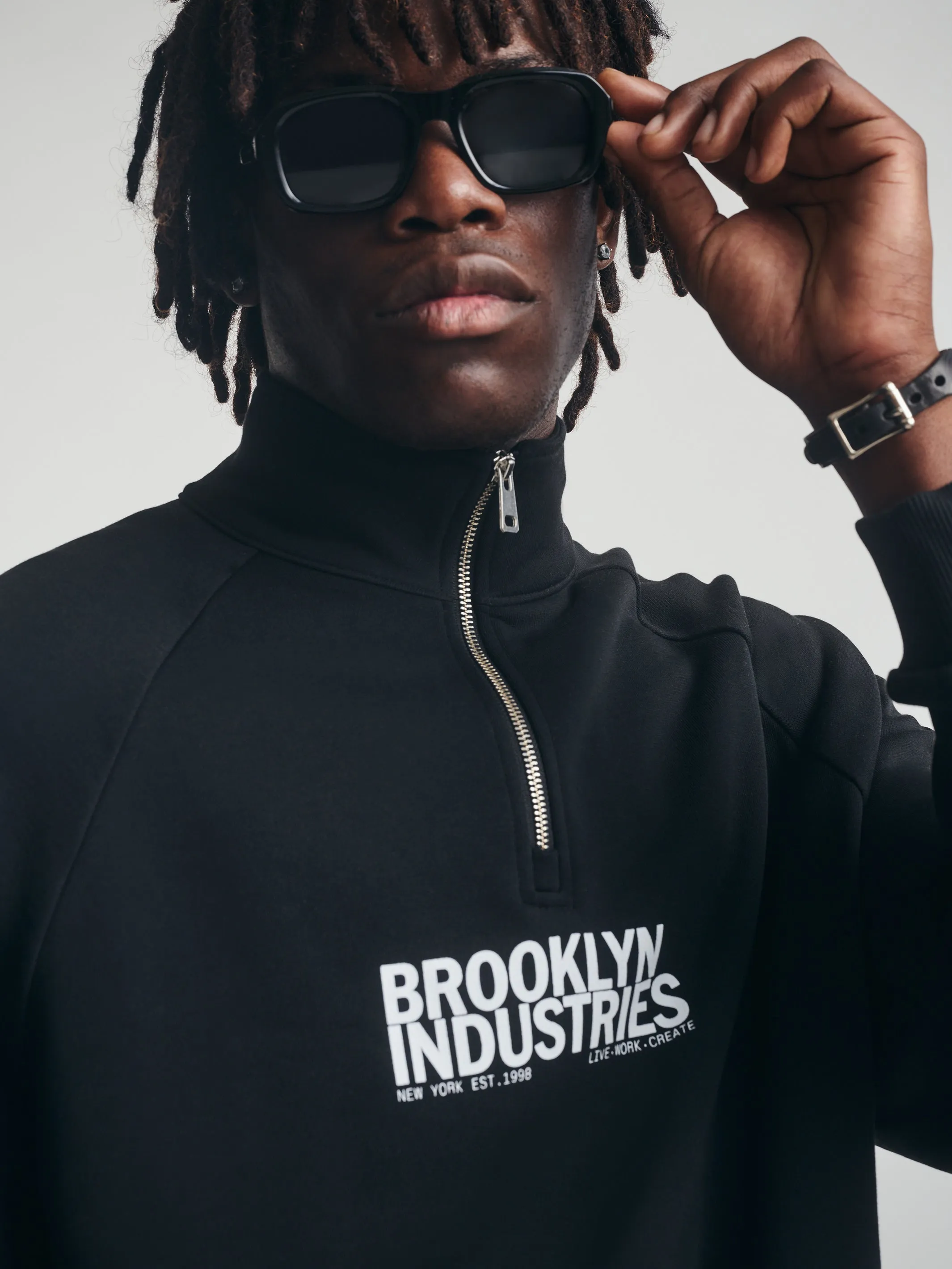 Men's Brooklyn Half Zip Sweatshirt In Black sold by Brooklyn Industries product image thumbnail 4