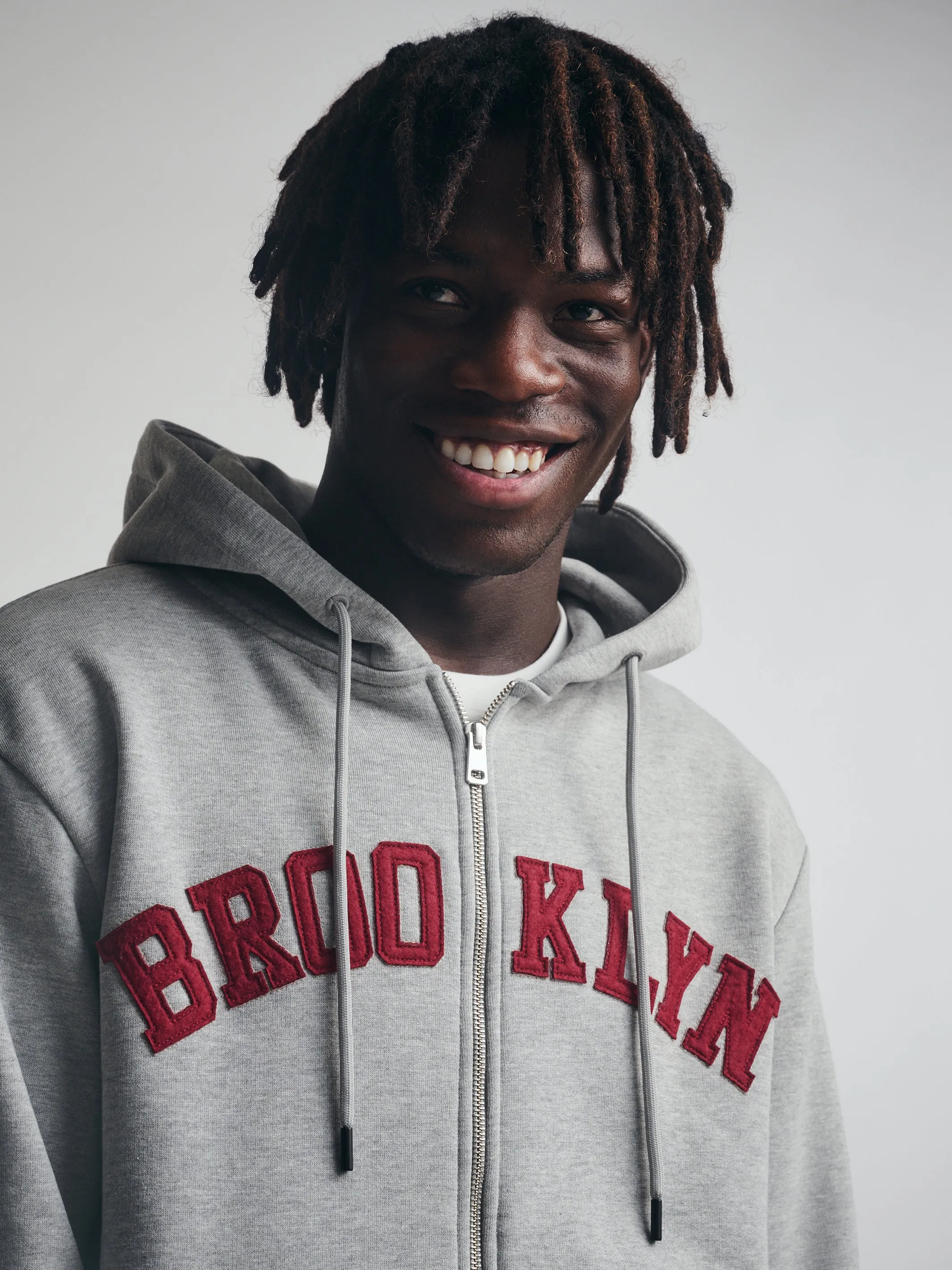 Men's Brooklyn Zip-Up Hoodie in Mid Grey Melange sold by Brooklyn Industries product image thumbnail 2