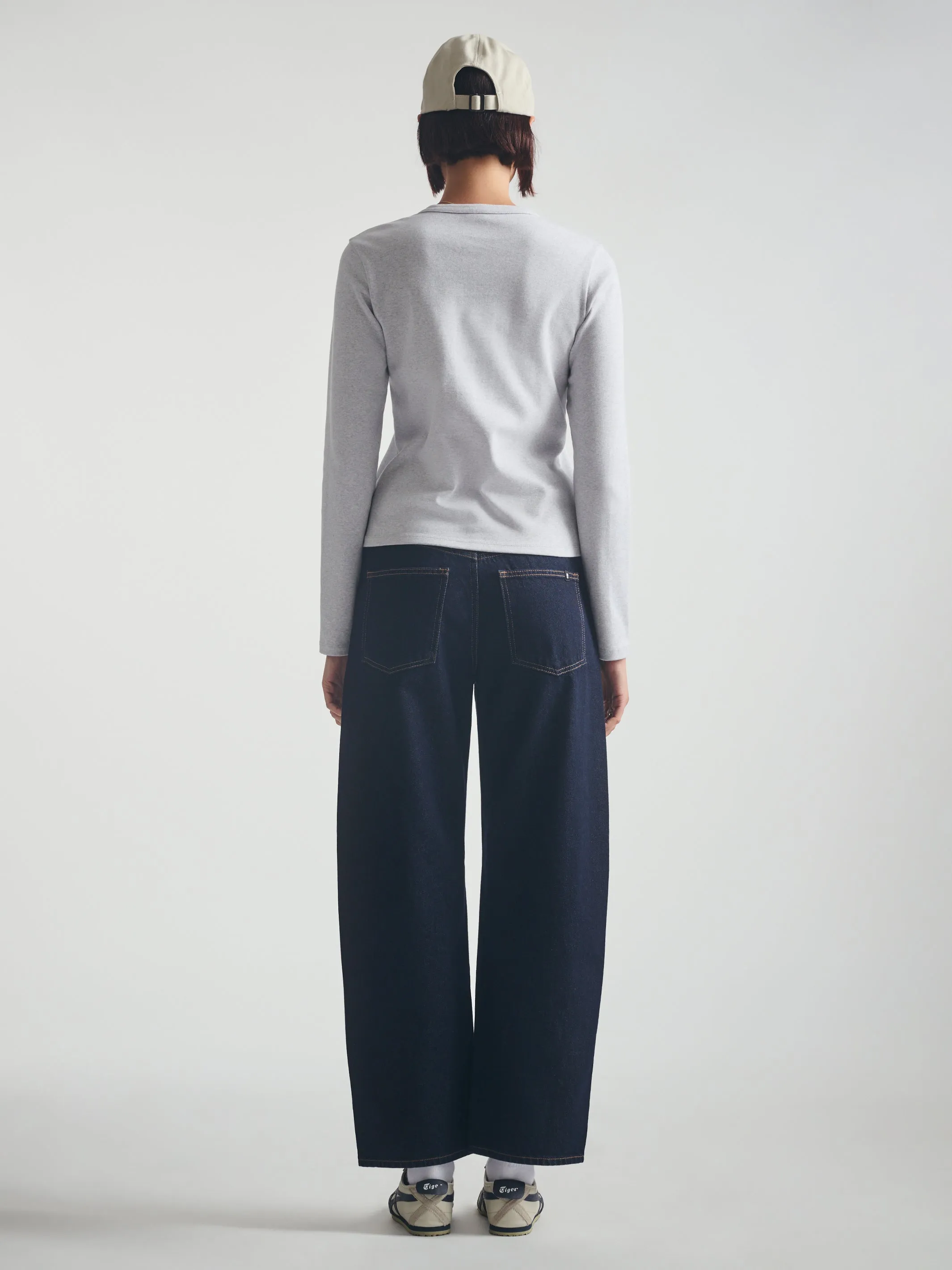 Women's Cropped Henley T-Shirt in Light Grey Melange sold by Brooklyn Industries product image thumbnail 3