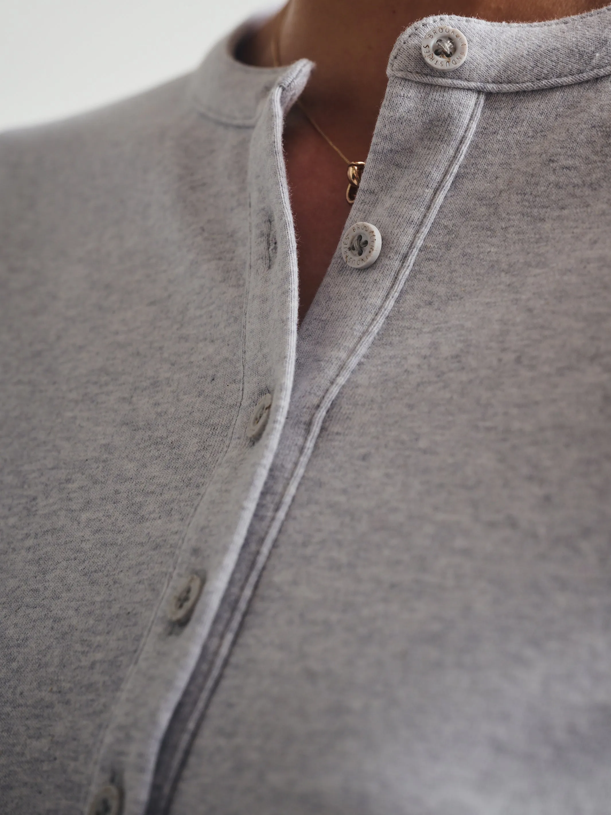 Women's Cropped Henley T-Shirt in Light Grey Melange sold by Brooklyn Industries product image thumbnail 5