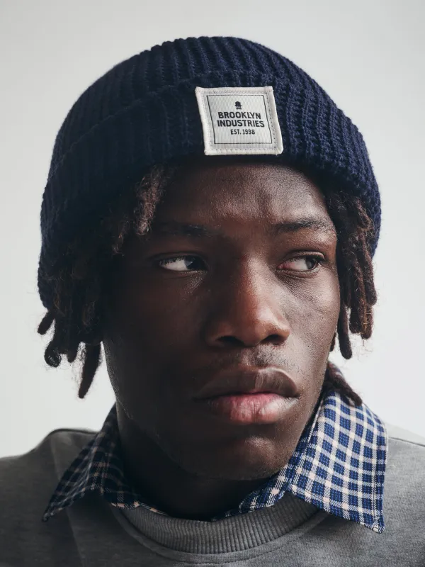 BKI Live Work Create Beanie in Navy sold by Brooklyn Industries