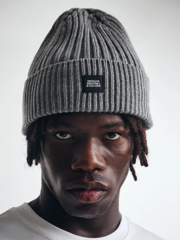 BKI Beanie in Light Grey Melange sold by Brooklyn Industries