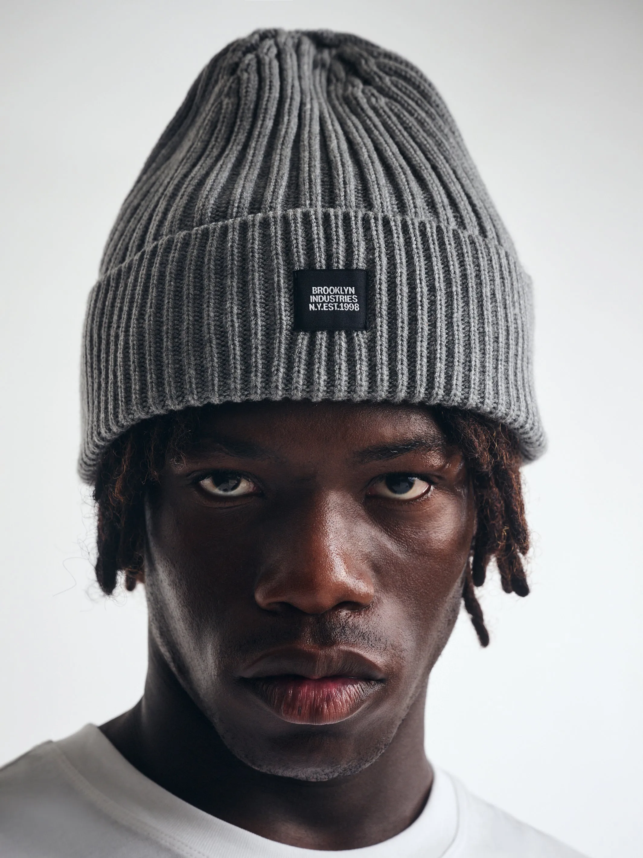 BKI Beanie in Light Grey Melange sold by Brooklyn Industries