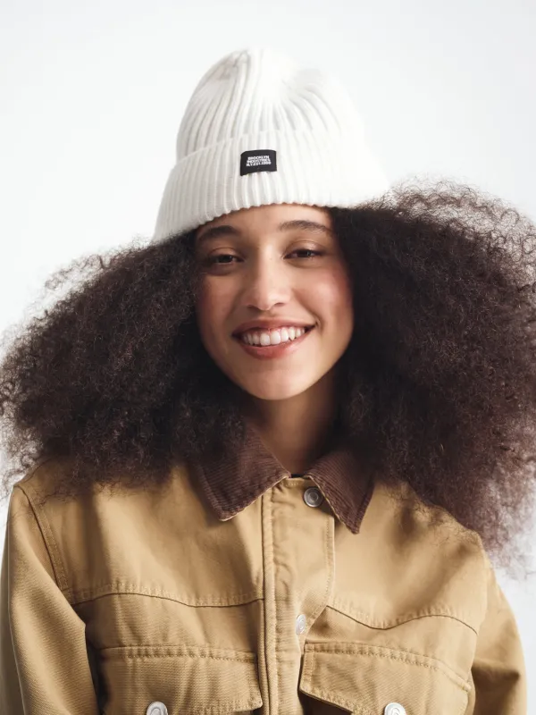 BKI Beanie in Antique White sold by Brooklyn Industries