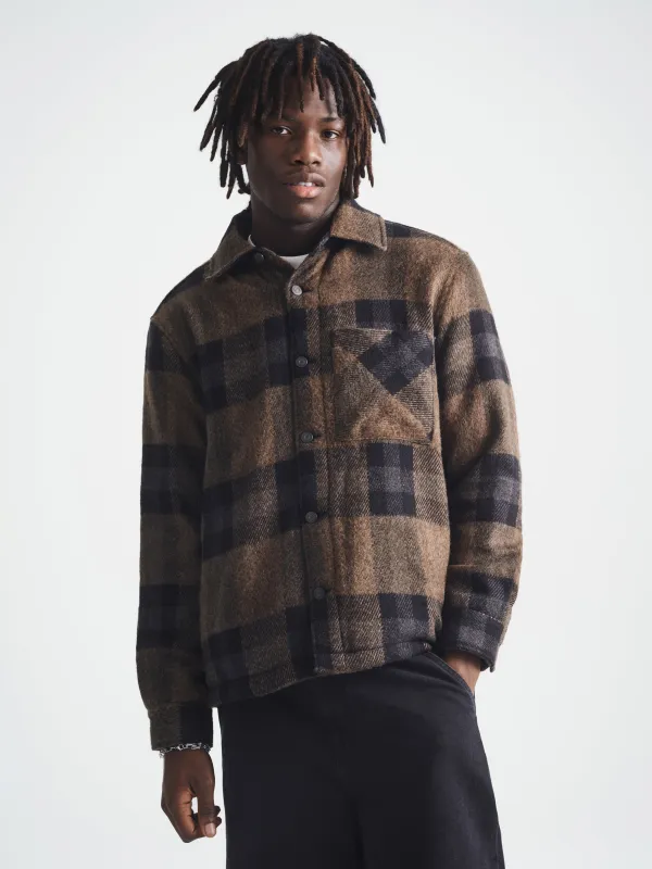 Men's Plaid Shacket in Black Check sold by Brooklyn Industries