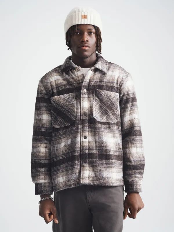 Men's Plaid Shacket in Seal Brown Check sold by Brooklyn Industries