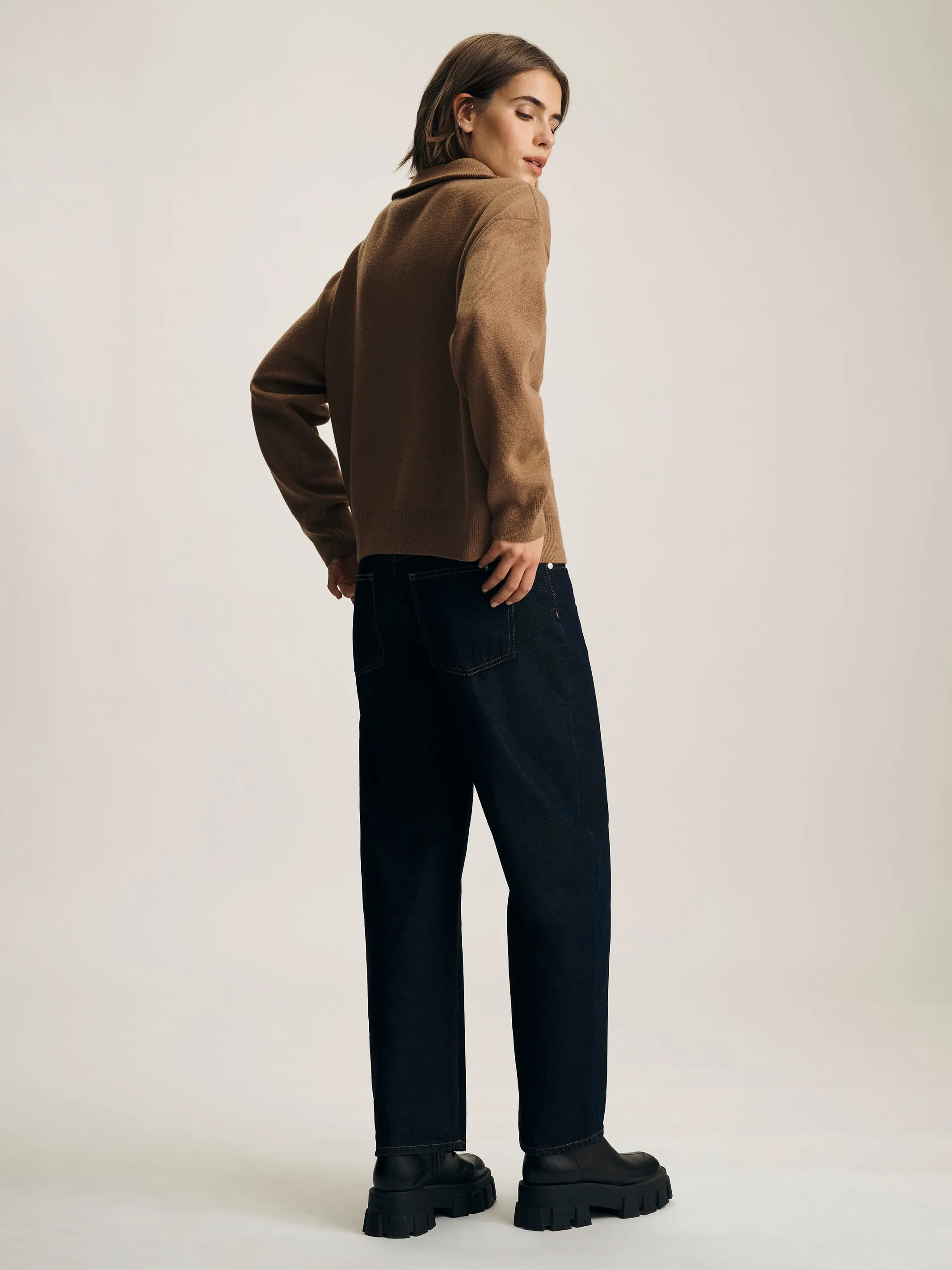 Women's Half Zip Waffle Sweater in Kelp sold by Brooklyn Industries product image thumbnail 3