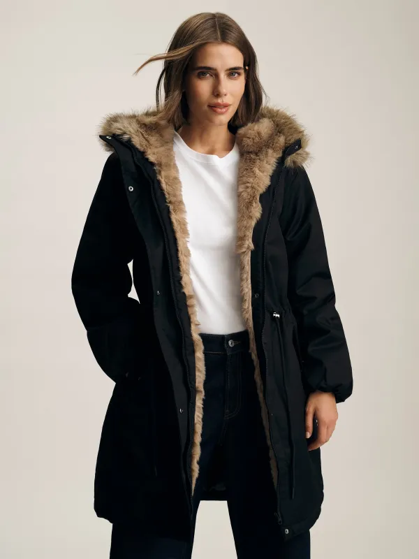 Women's Hooded Parka in Black sold by Brooklyn Industries