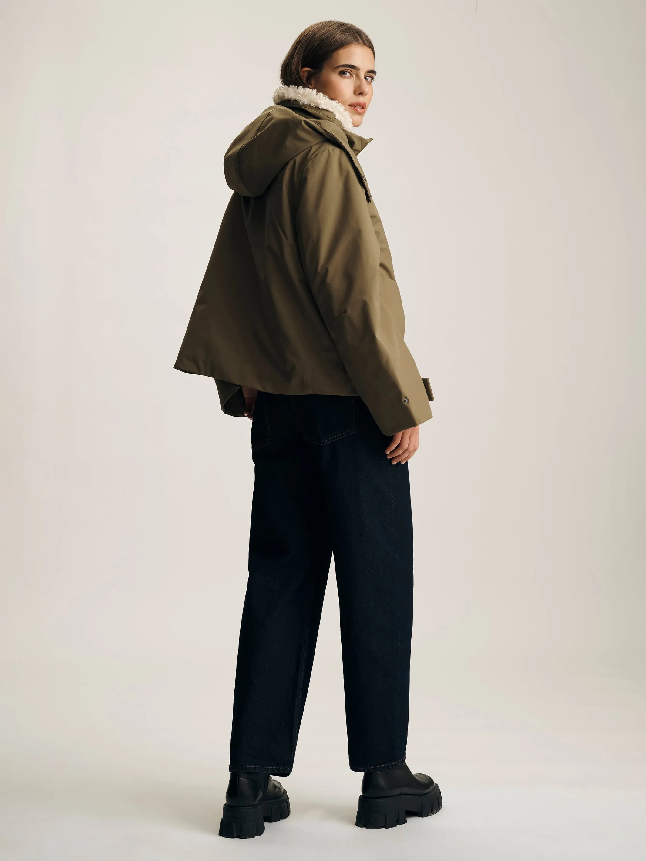 Women's Hooded Puffer Jacket in Dusky Green sold by Brooklyn Industries product image thumbnail 2