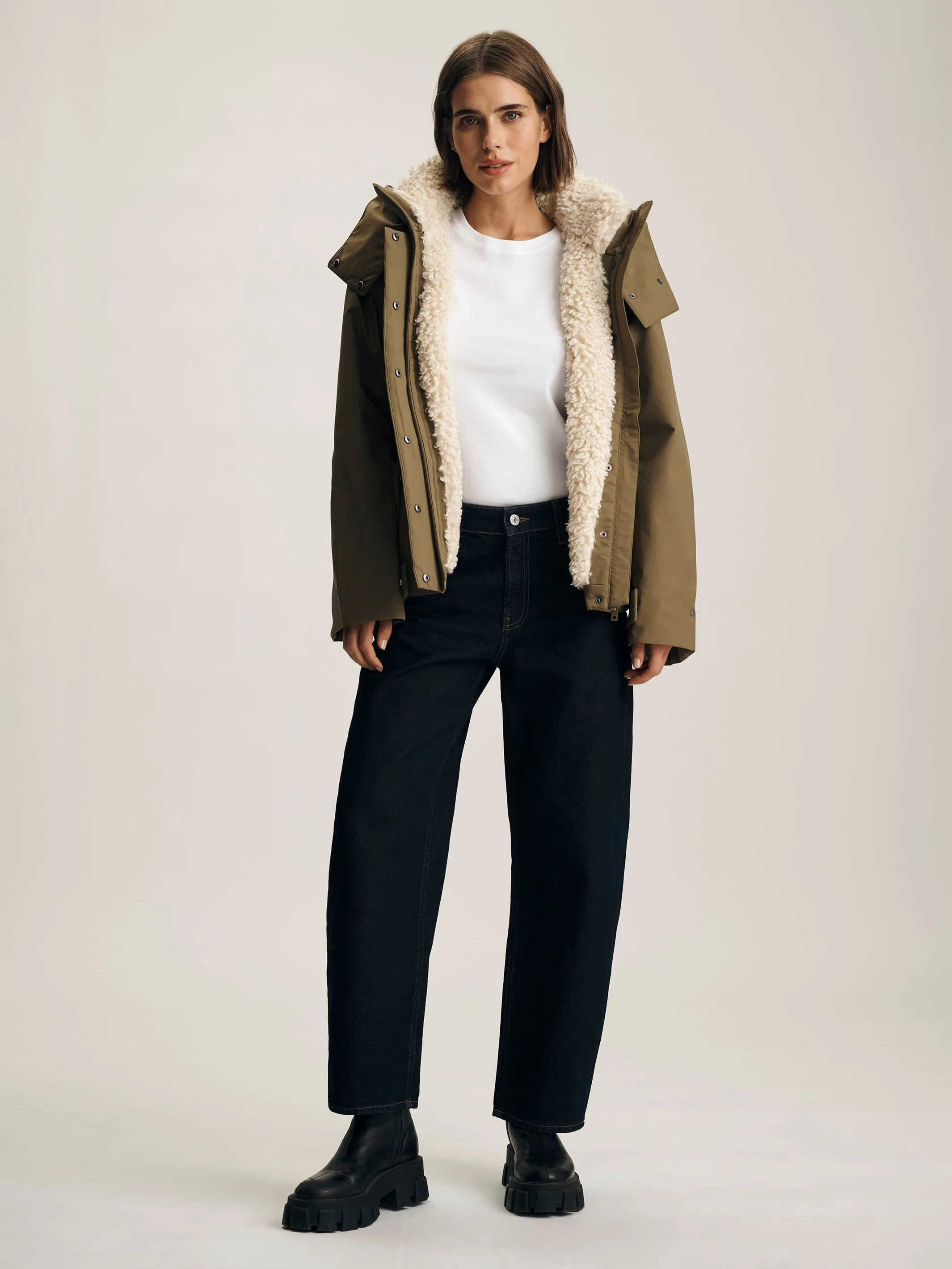 Women's Hooded Puffer Jacket in Dusky Green sold by Brooklyn Industries product image thumbnail 3